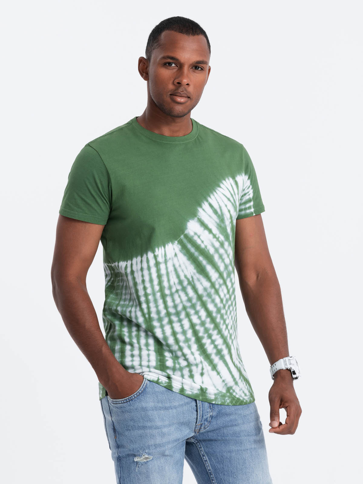 TIE DYE men’s cotton T-shirt – green V3 S1617