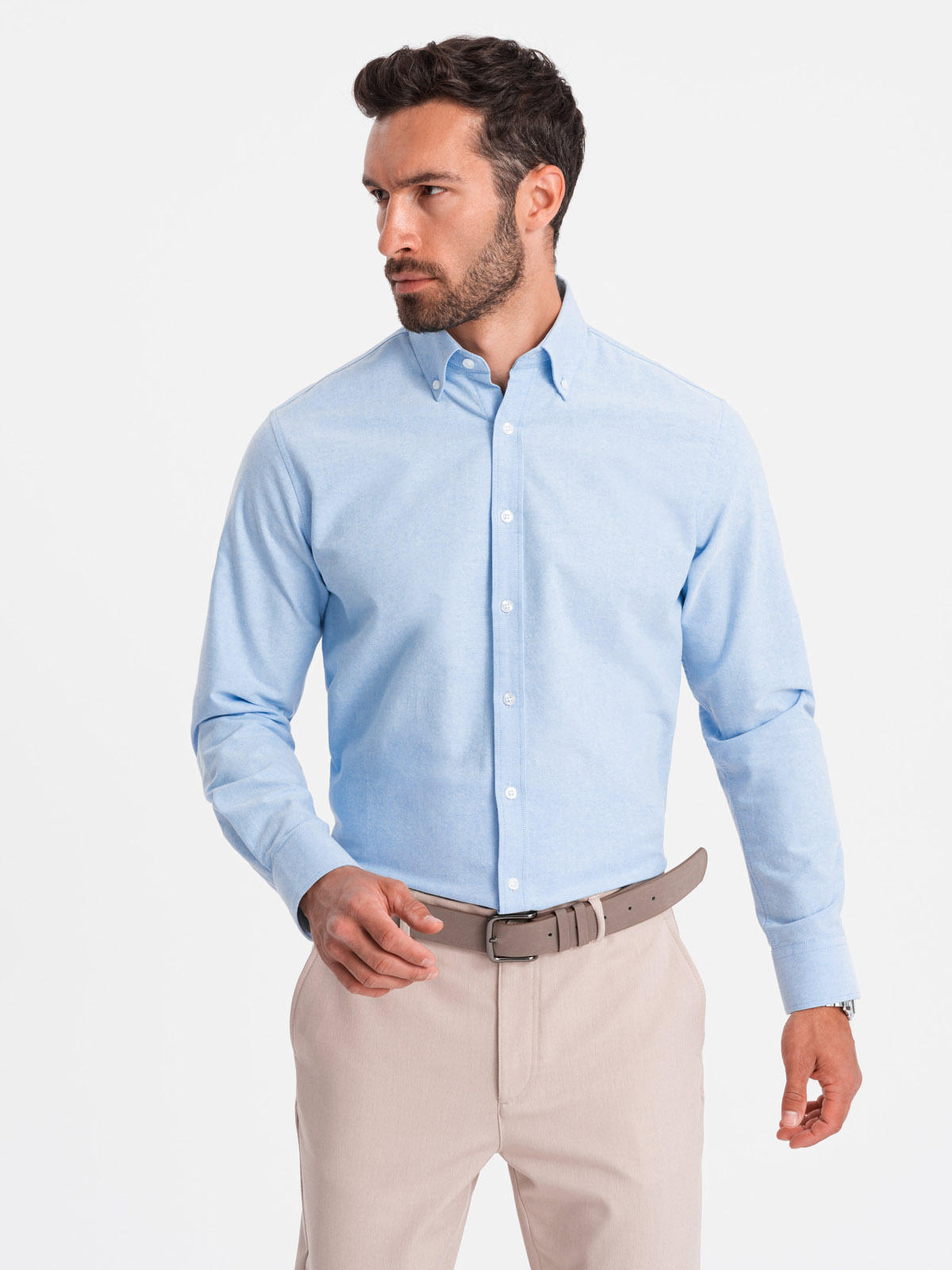 Classic men’s cotton oxford REGULAR shirt – blue V2 OM-SHOS-0114