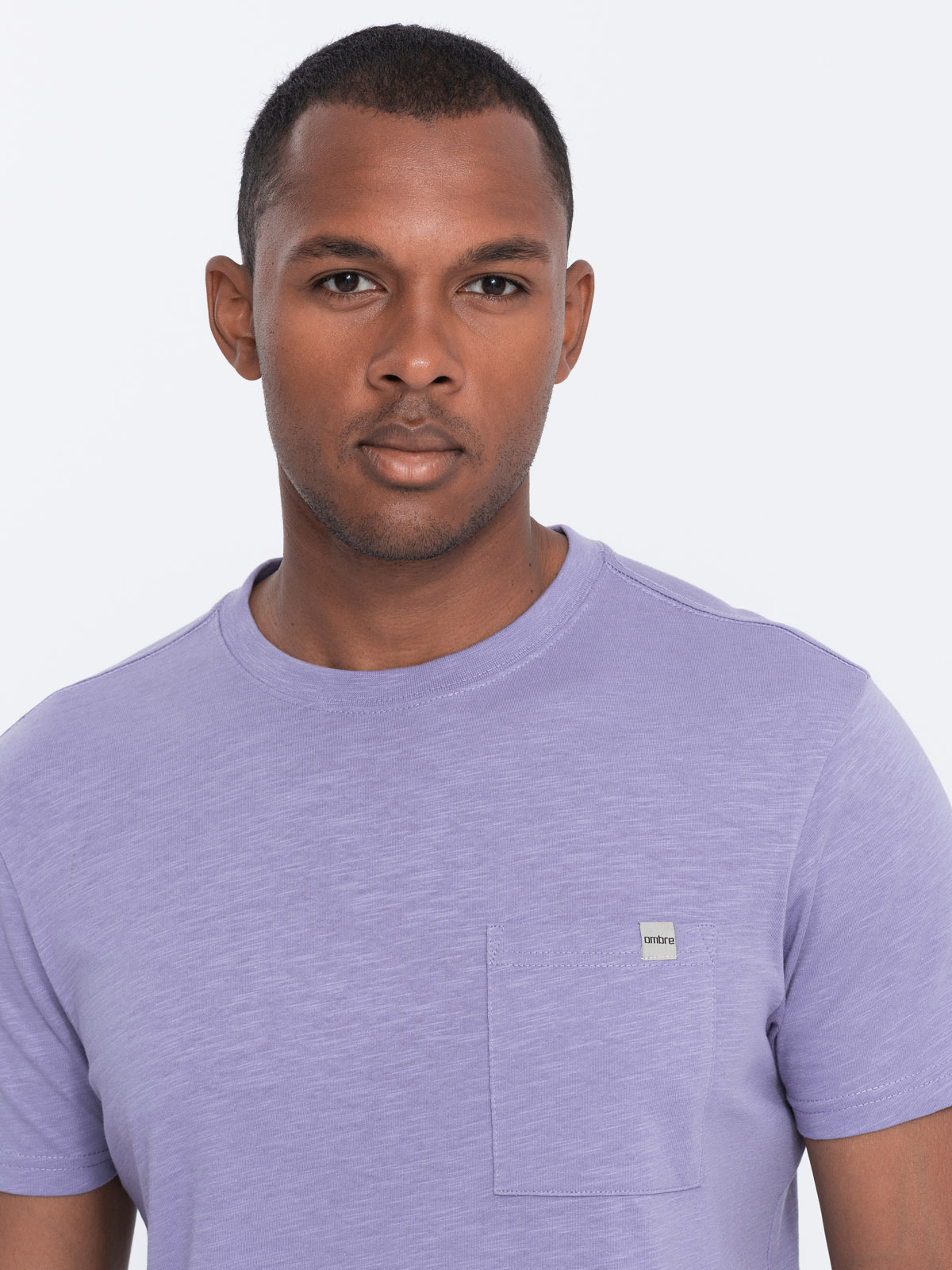 Men’s knitted T-shirt with patch pocket – purple V1 S1621