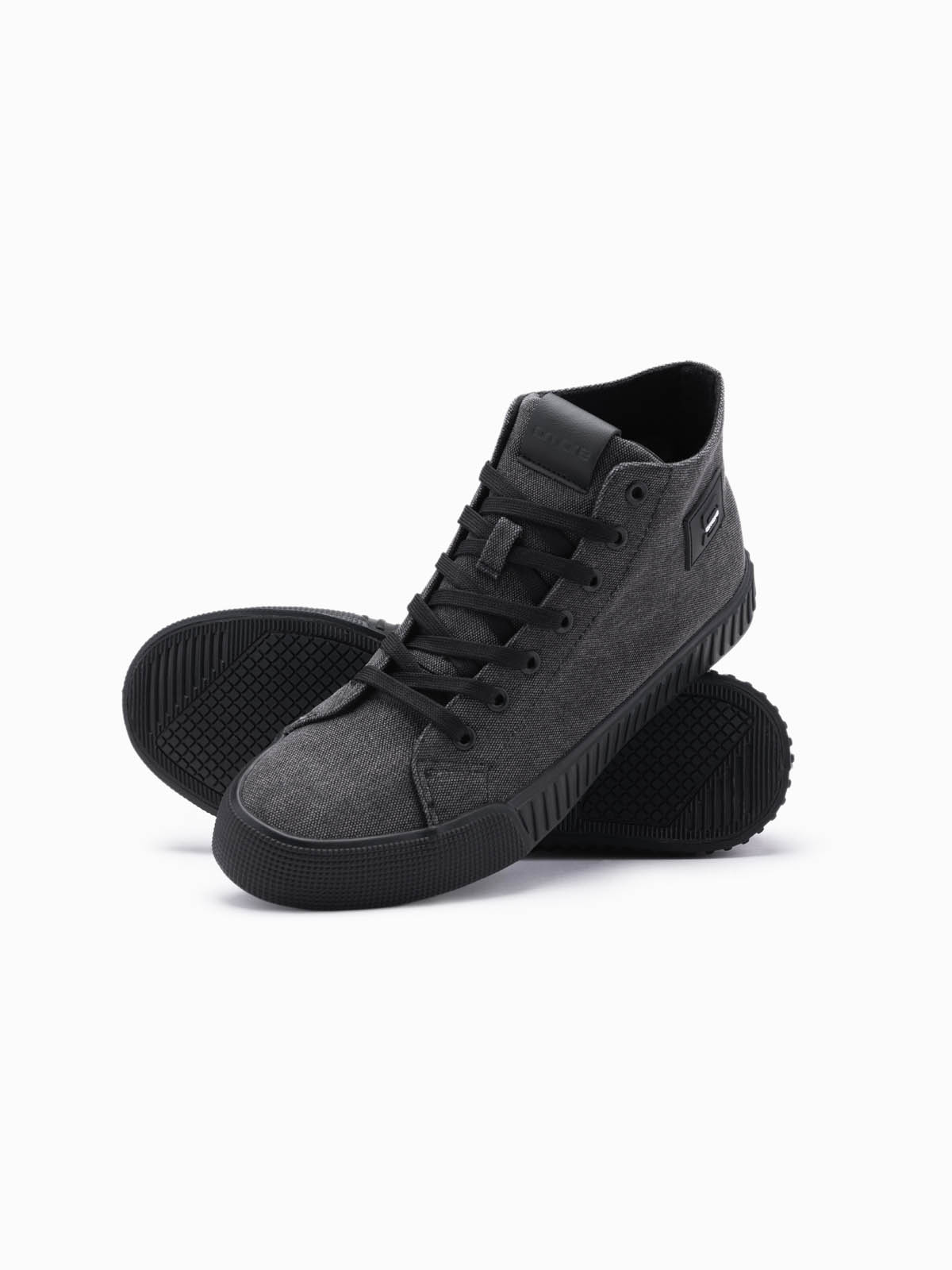 Men’s high top canvas sneakers shoes – black V1 OM-FOTH-0186