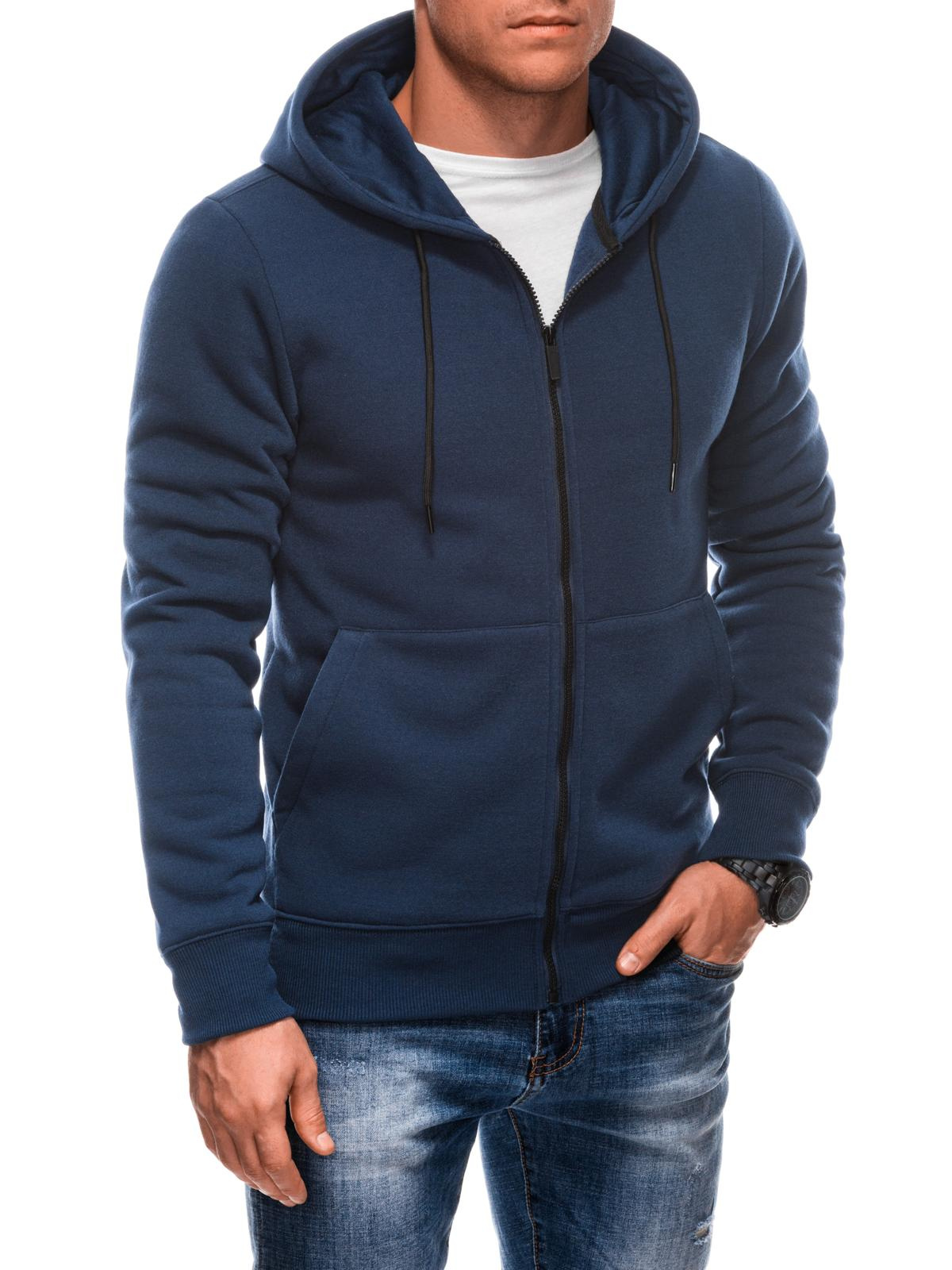 BASIC men’s unzipped sweatshirt with hood – navy blue V5 EM-SSBZ-0101