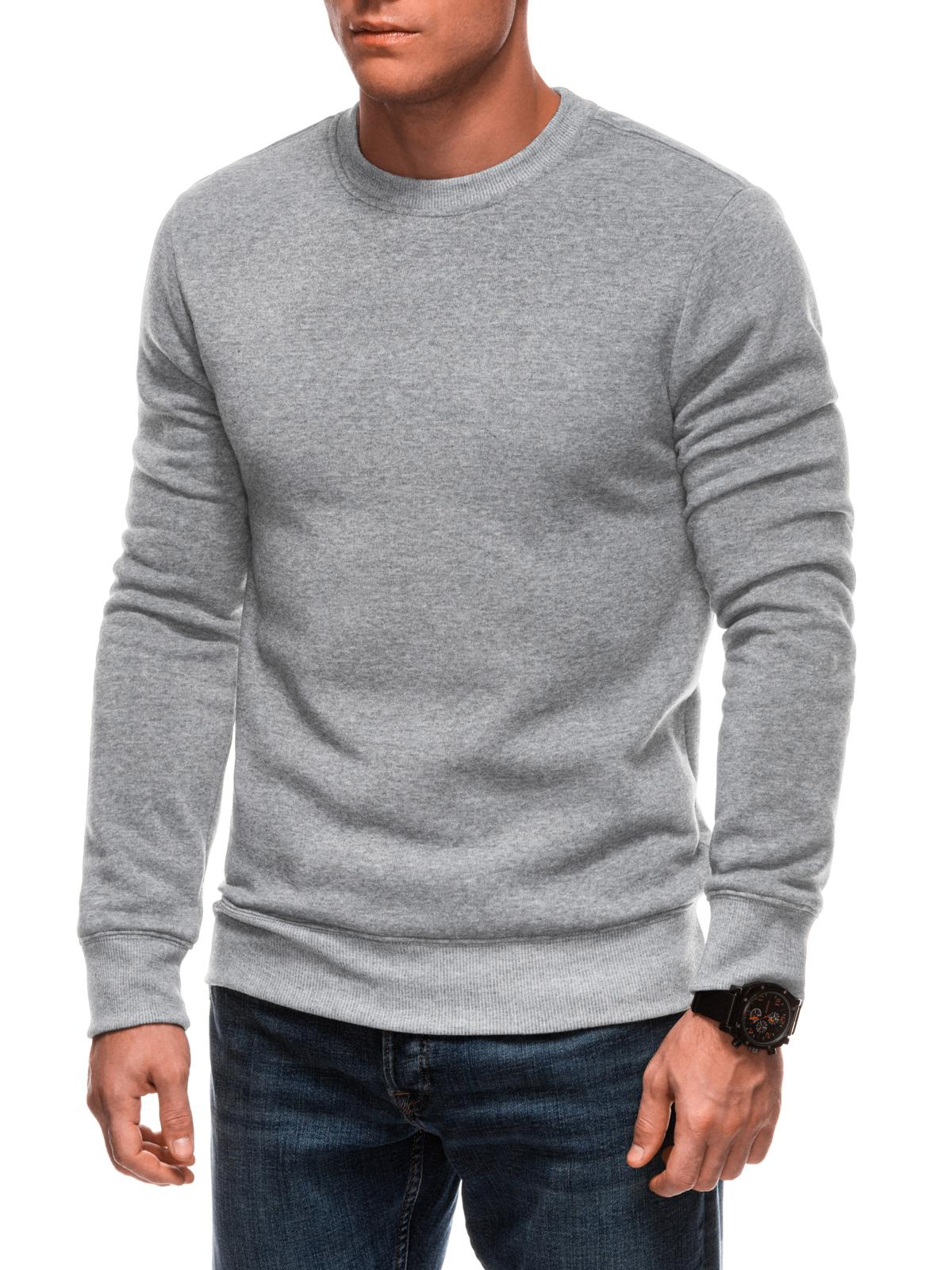 Men’s solid BASIC round neck sweatshirt – grey melange V7 EM-SSBN-0100