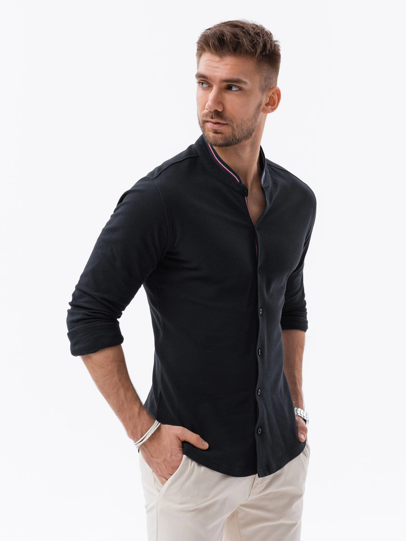 Men’s long sleeve knit shirt – black V4 K542