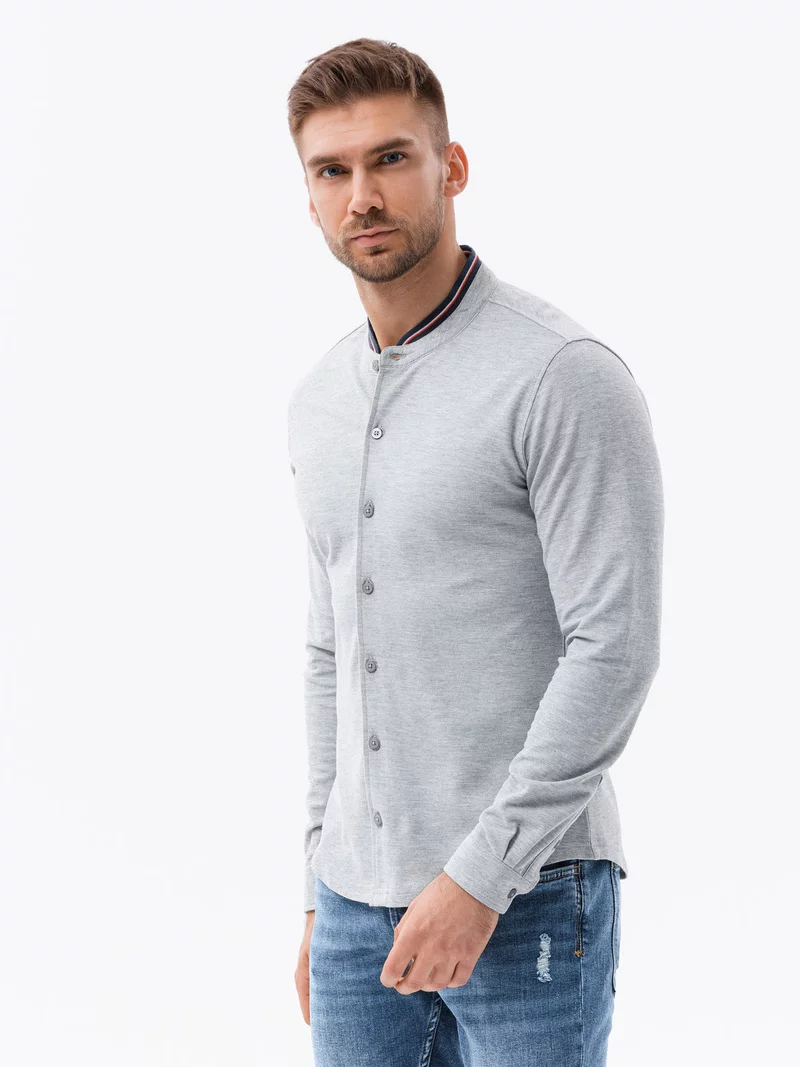 Men’s long sleeve knit shirt – gray V5 K542