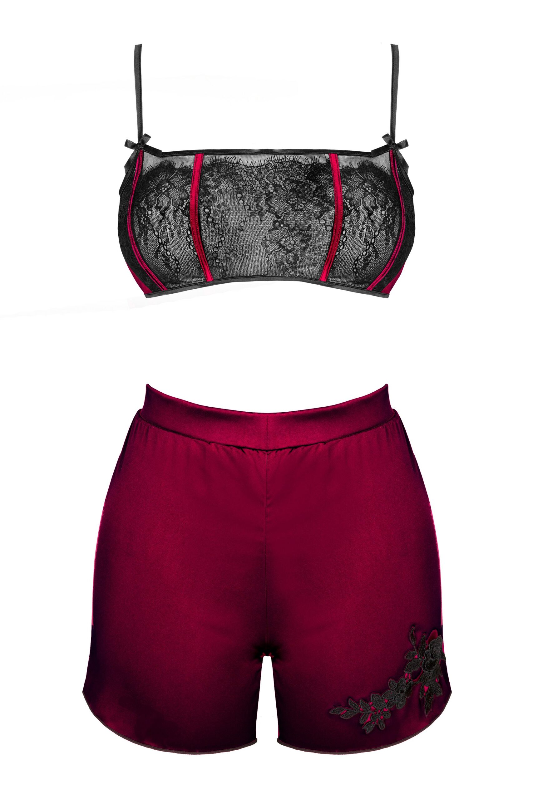 Zmysłowy Komplet Damski Nineras Cllaret Burgundy Bordowy Collection LivCo Corsetti Fashion