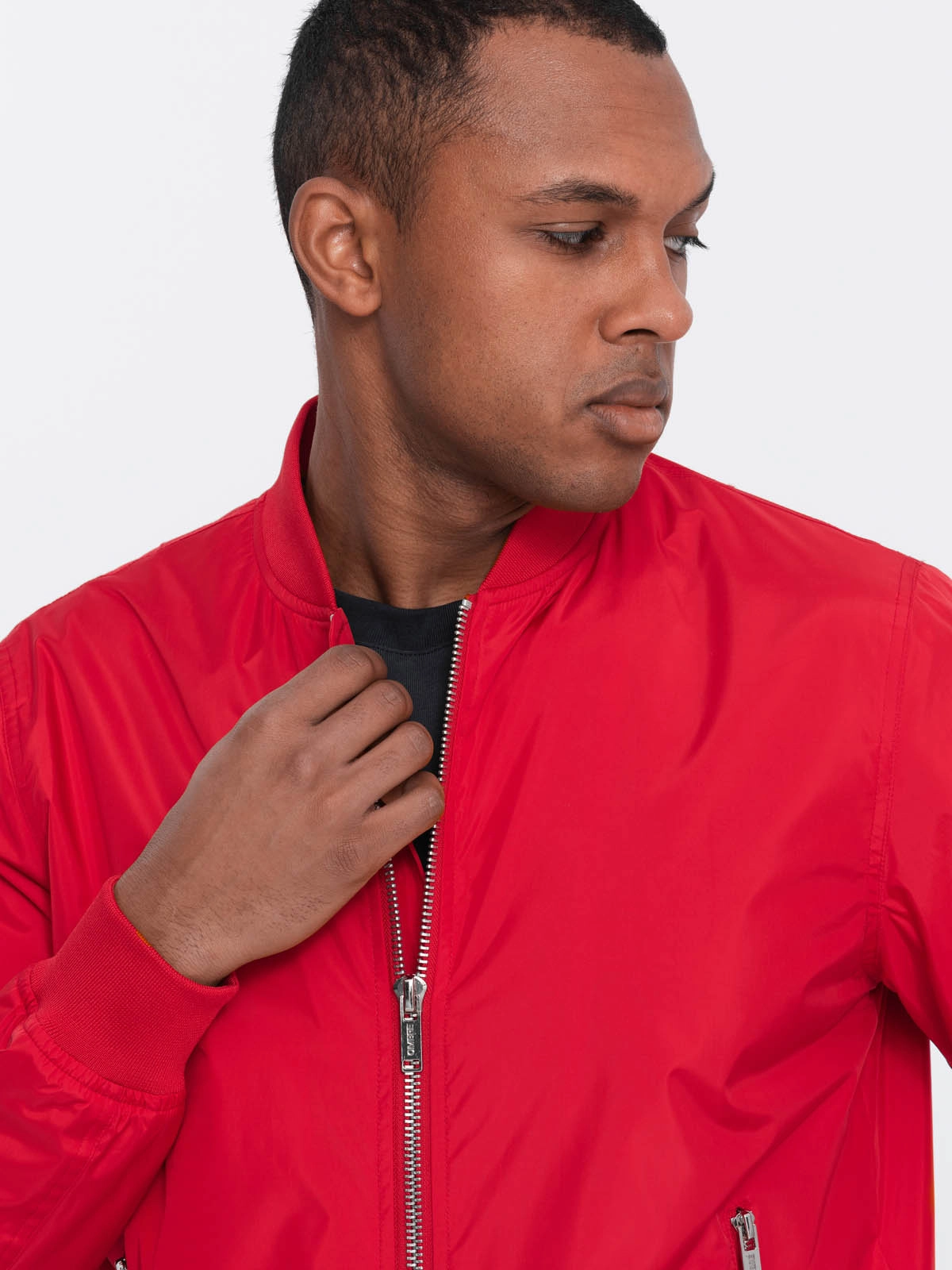 Men’s bomber jacket seamed – red V14 OM-JANP-0115