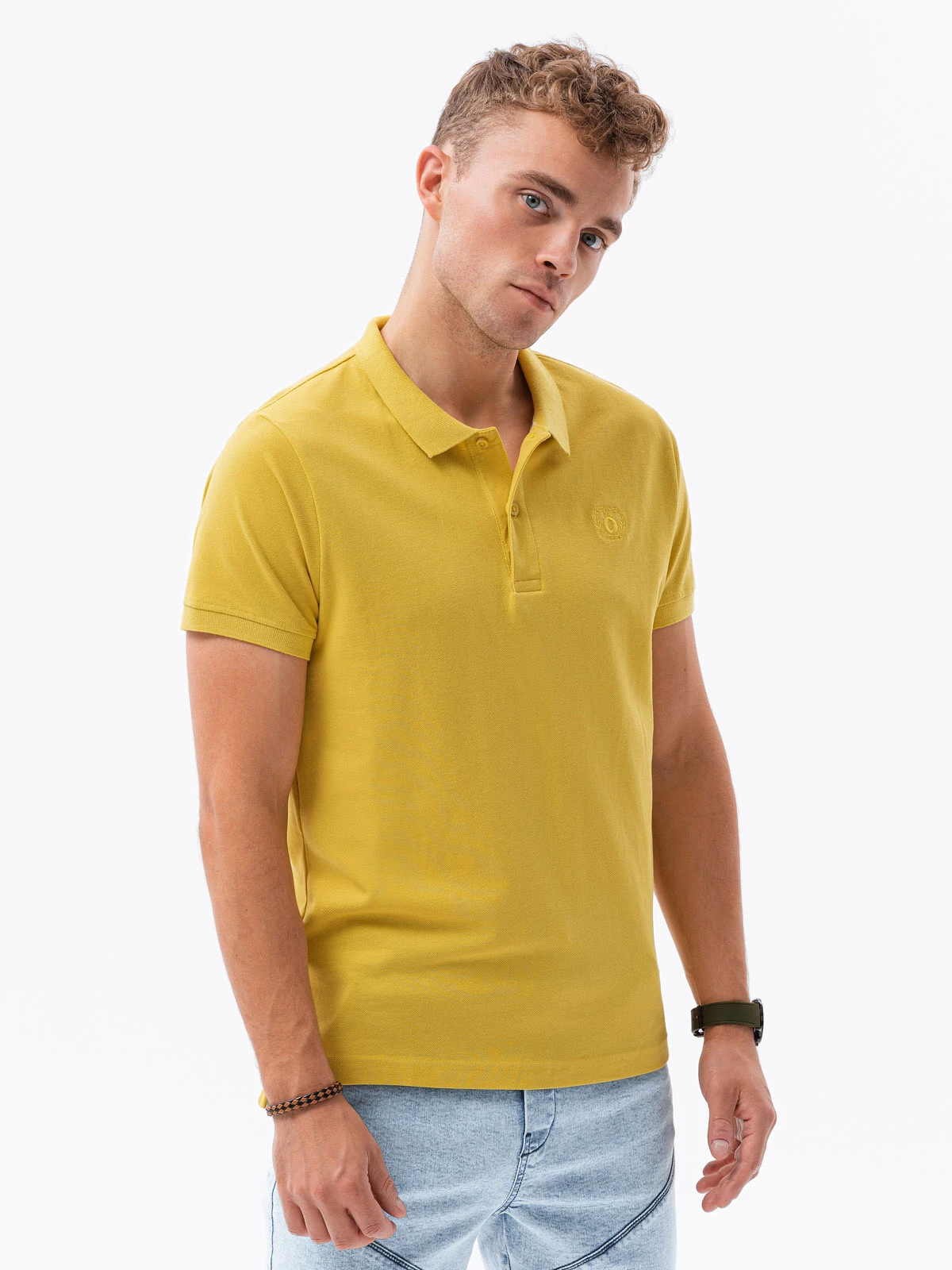 Men’s pique knit polo shirt – yellow S1374