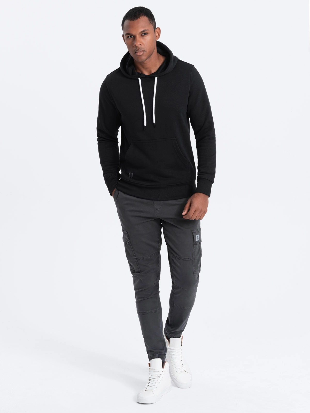 Men’s non-stretch hoodie – black V1 OM-SSBN-0120