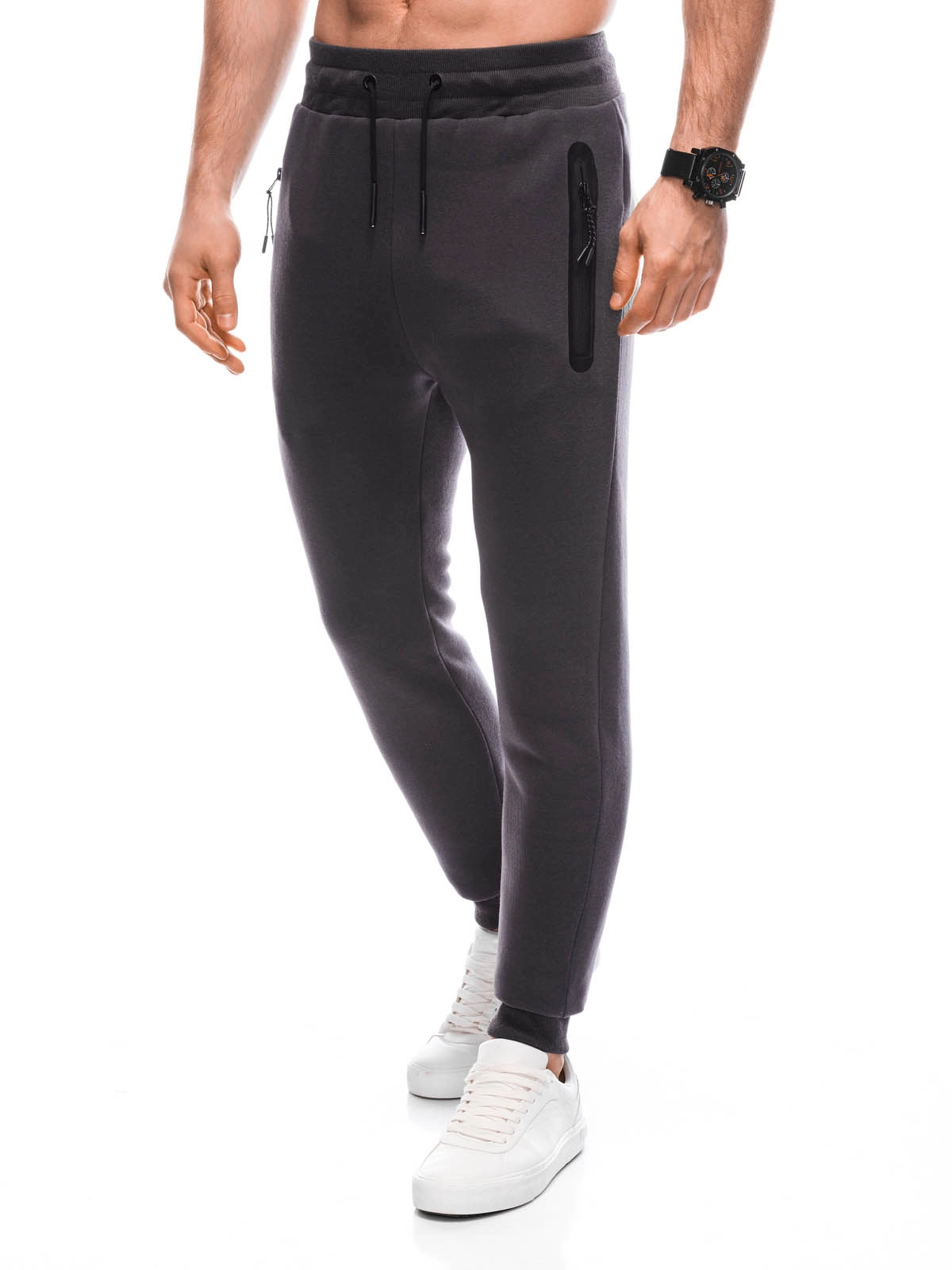 Men’s sweatpants with zippered pockets EM-PASK-0102 – graphite V8