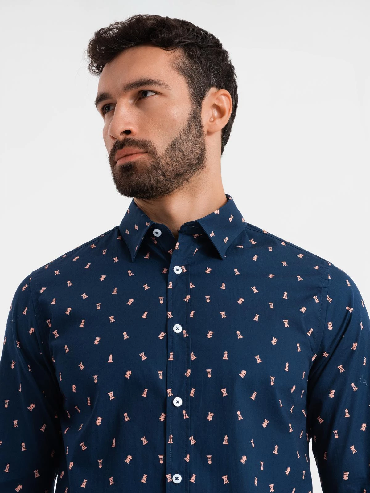 Men’s cotton patterned SLIM FIT shirt – ink V3 OM-SHCS-0151