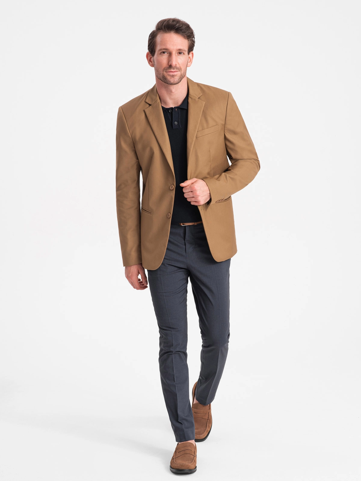 Classic men’s jacket with pillowcase pocket – caramel V2 OM-BLZB-0115