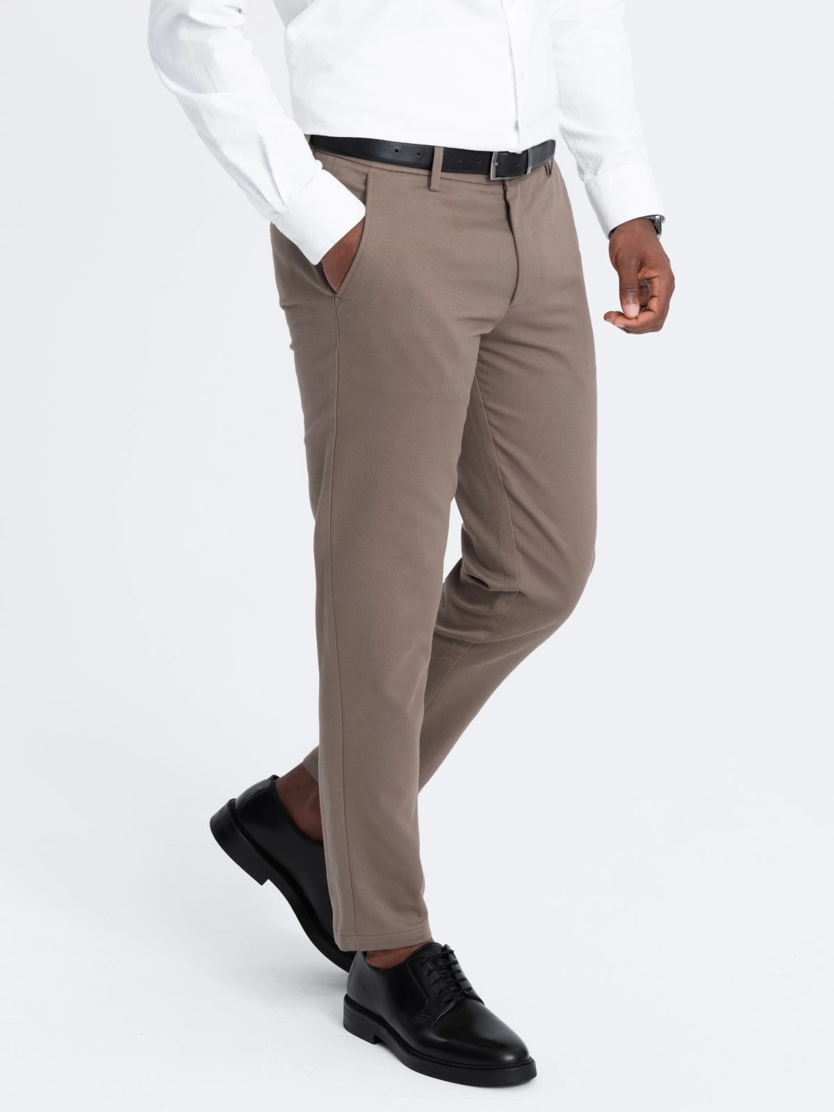 Men’s SLIM FIT chino pants with fine texture – ash V1 OM-PACP-0190