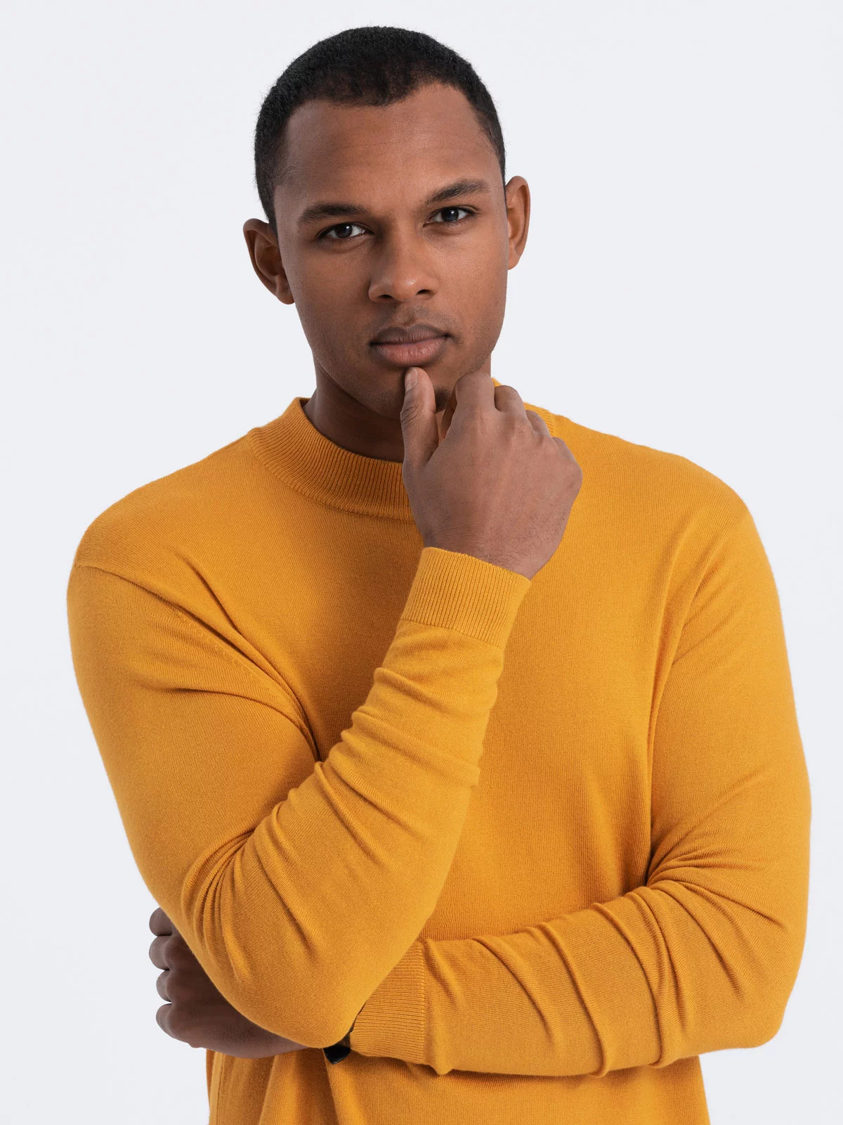 Men’s knitted half turtleneck with viscose – mustard V5 OM-SWTN-0100