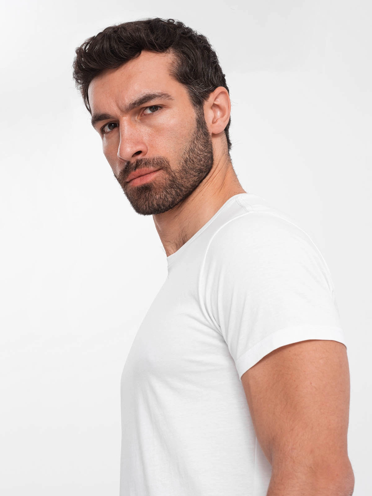 Men’s BASIC classic cotton T-shirt – white V4 OM-TSBS-0146