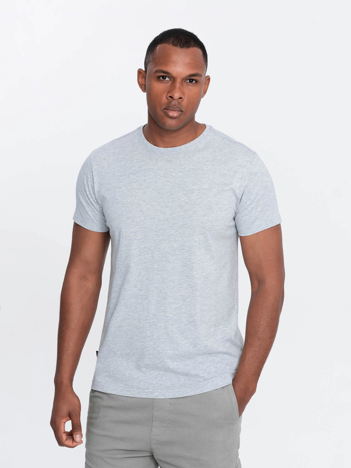 Men’s classic cotton BASIC T-shirt – grey melange V5 OM-TSBS-0146