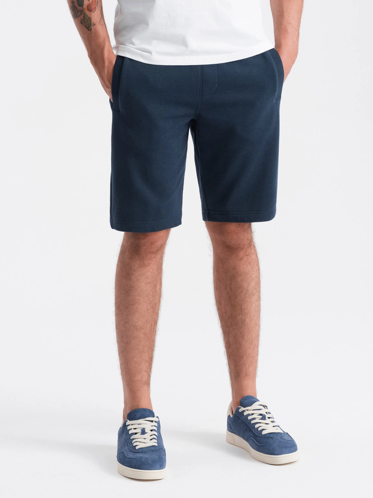 BASIC men’s cotton sweat shorts – navy blue V1 OM-SRBS-0149