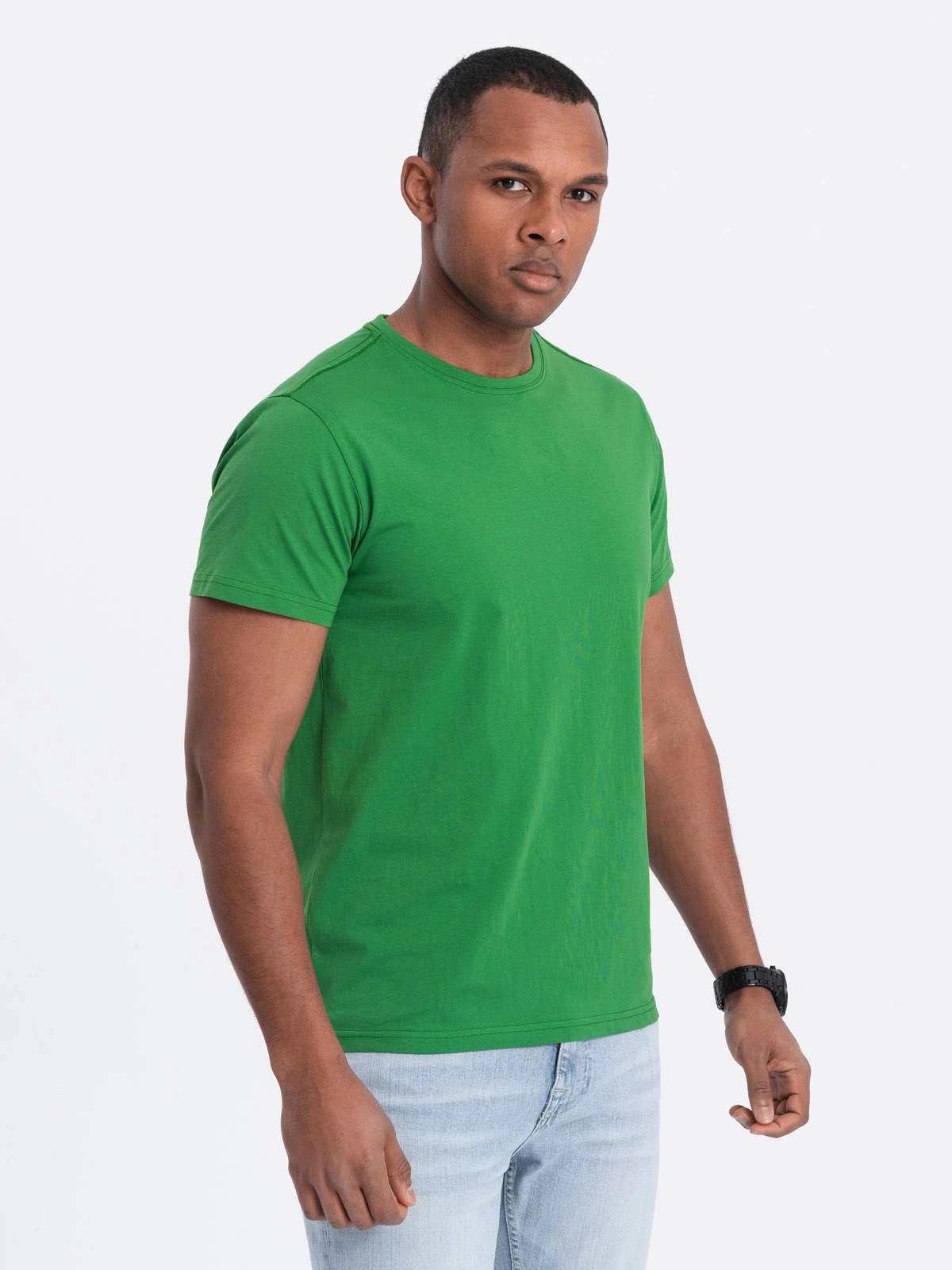 BASIC men’s classic cotton T-shirt – green V20 OM-TSBS-0146