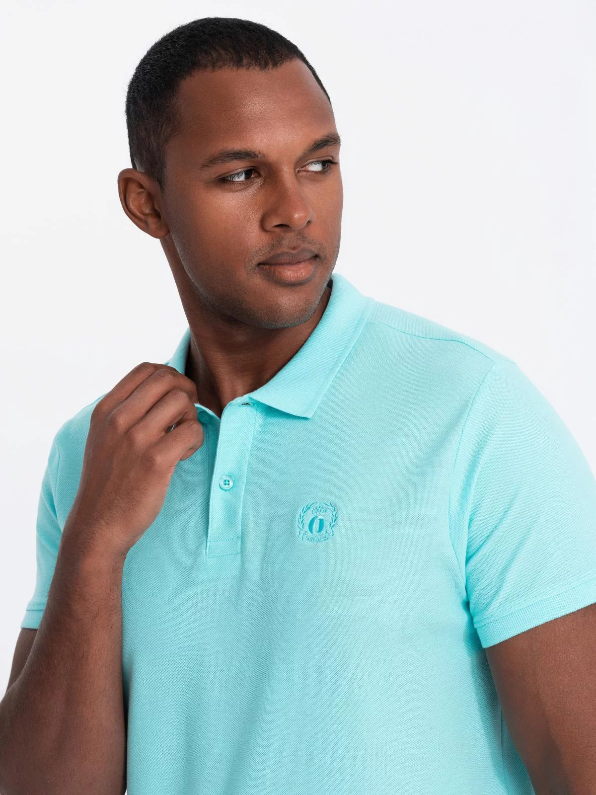 Men’s BASIC single color pique knit polo shirt – mint V18 OM-POBS-0100