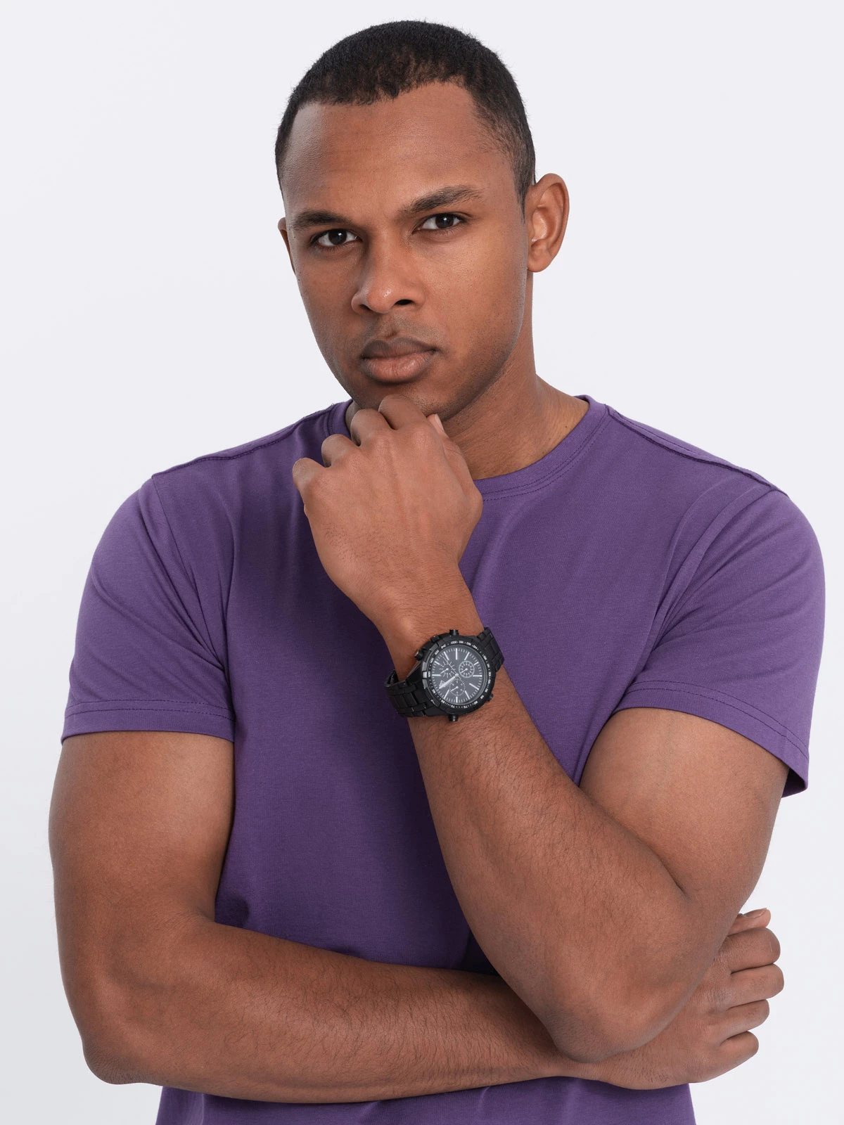 Men’s classic cotton BASIC T-shirt – purple V13 OM-TSBS-0146