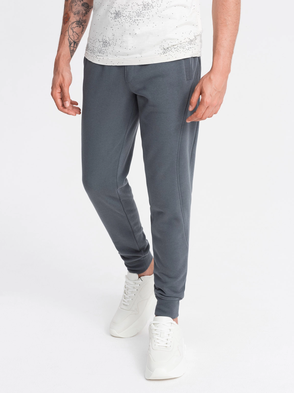 BASIC men’s cotton sweatpants joggers – graphite V11 OM-PABS-0174