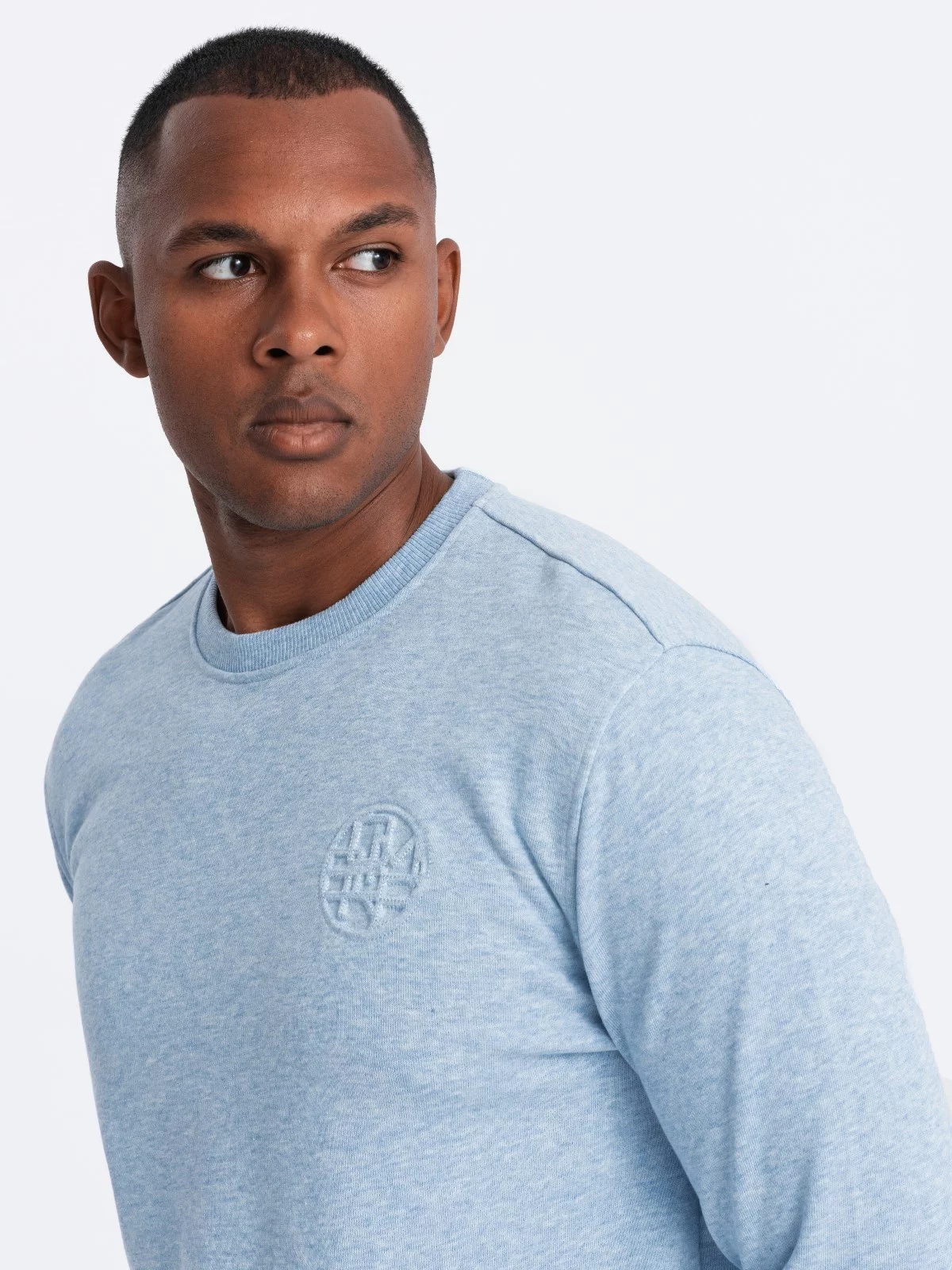 Men’s mélange sweatshirt with embroidered logo – blue V3 OM-SSNZ-0163