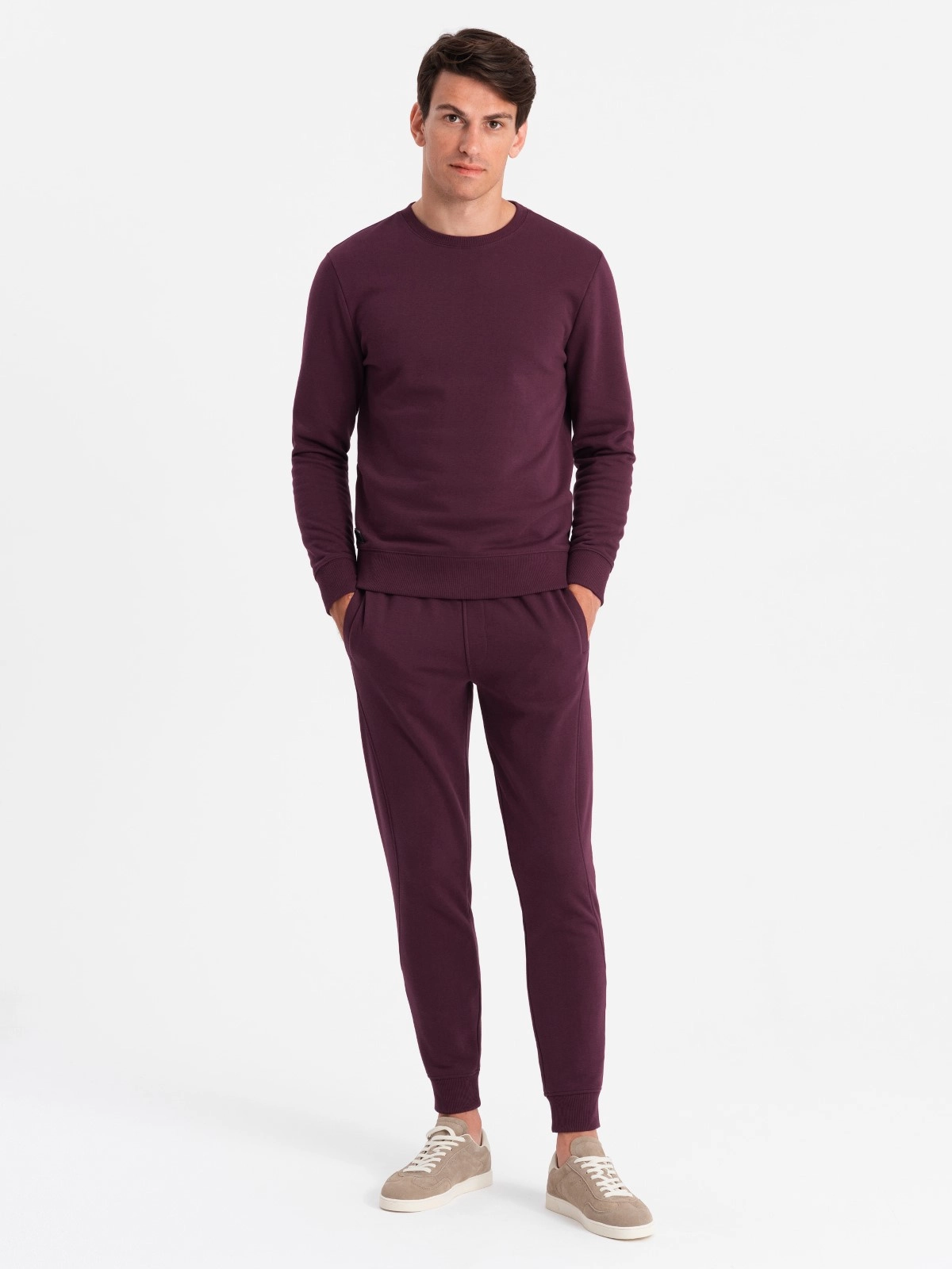 BASIC men’s cotton sweatshirt set BASIC sweatshirt + joggers – maroon V3 Z84