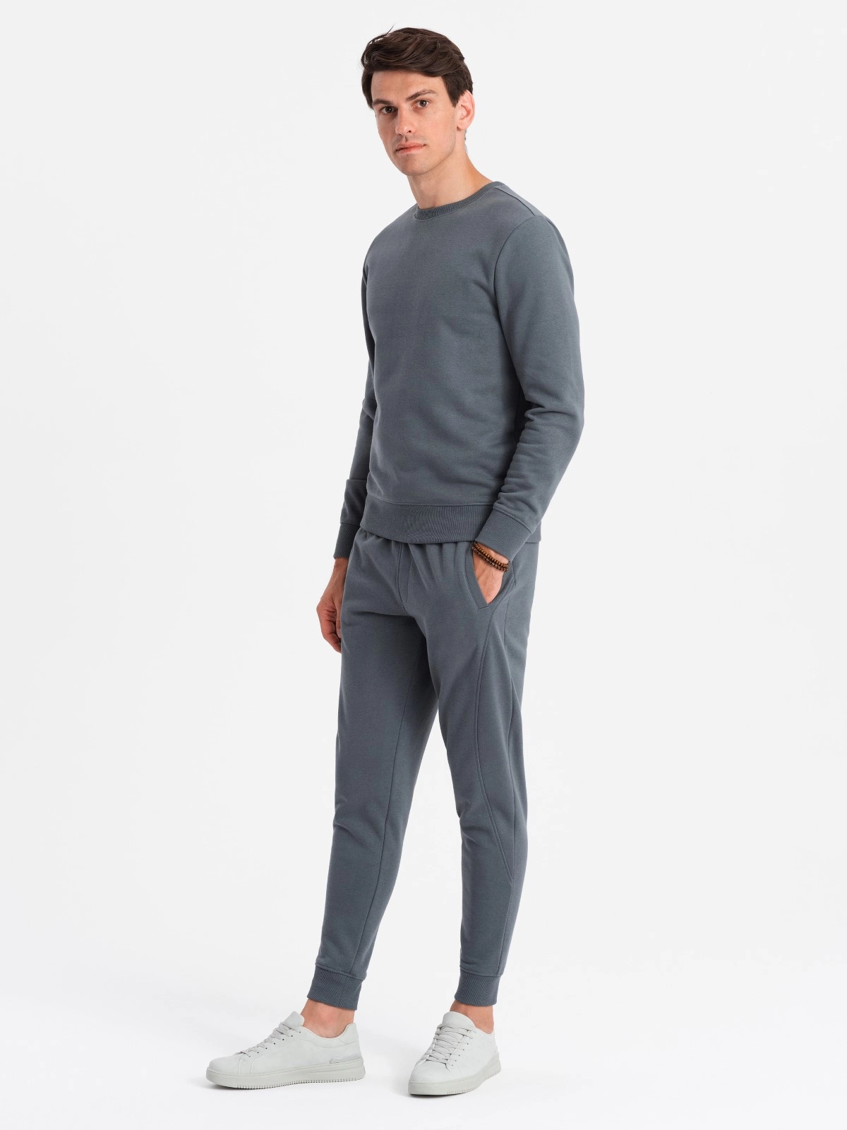 BASIC men’s cotton sweatshirt set BASIC sweatshirt + joggers – graphite V11 Z84