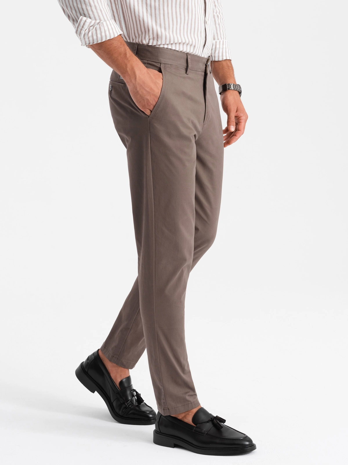 Men’s uniform REGULAR FIT chino pants – brown V1 OM-PACP-0183