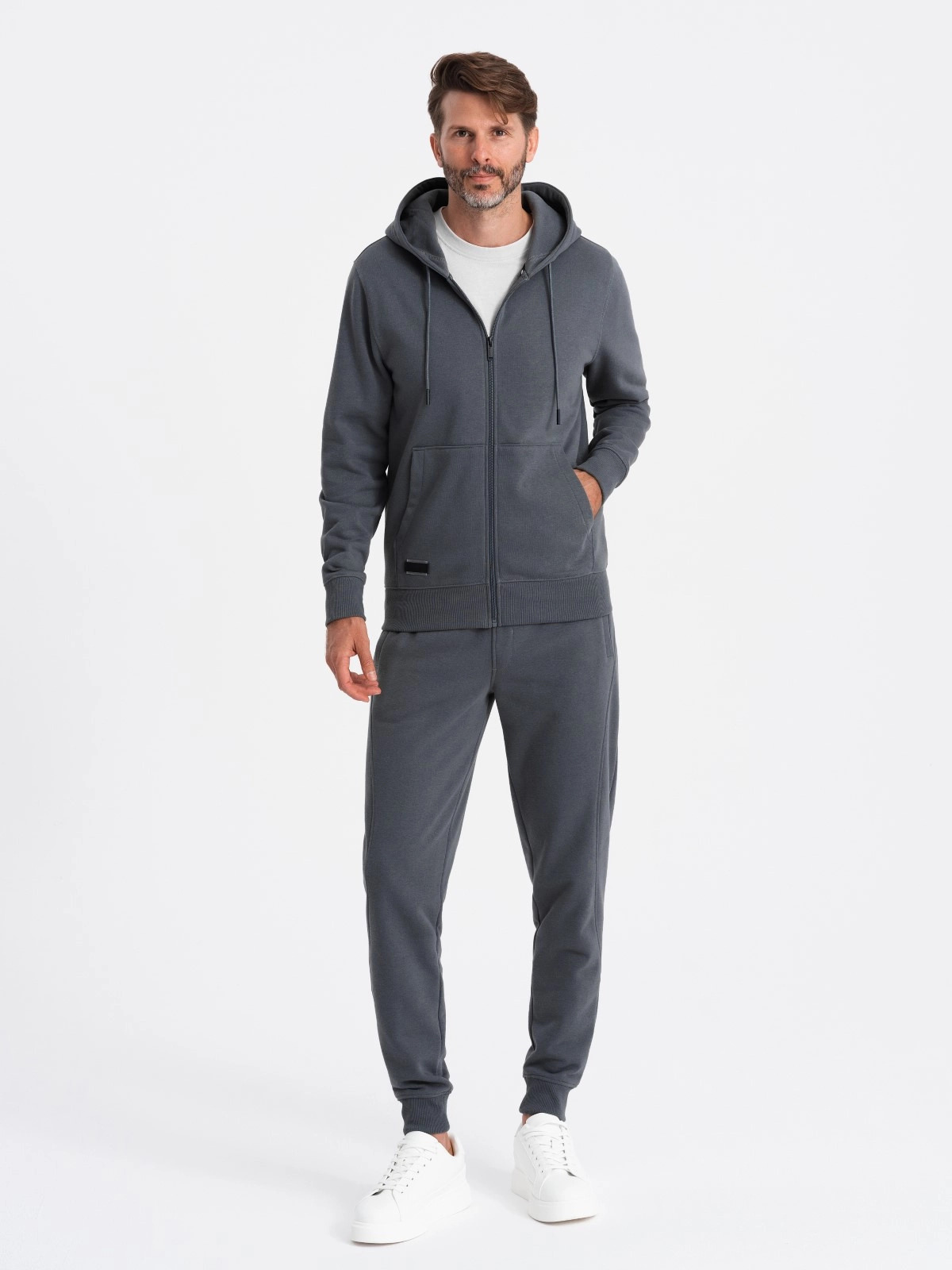 BASIC men’s tracksuit set unbuttoned sweatshirt + joggers – graphite V11 Z86