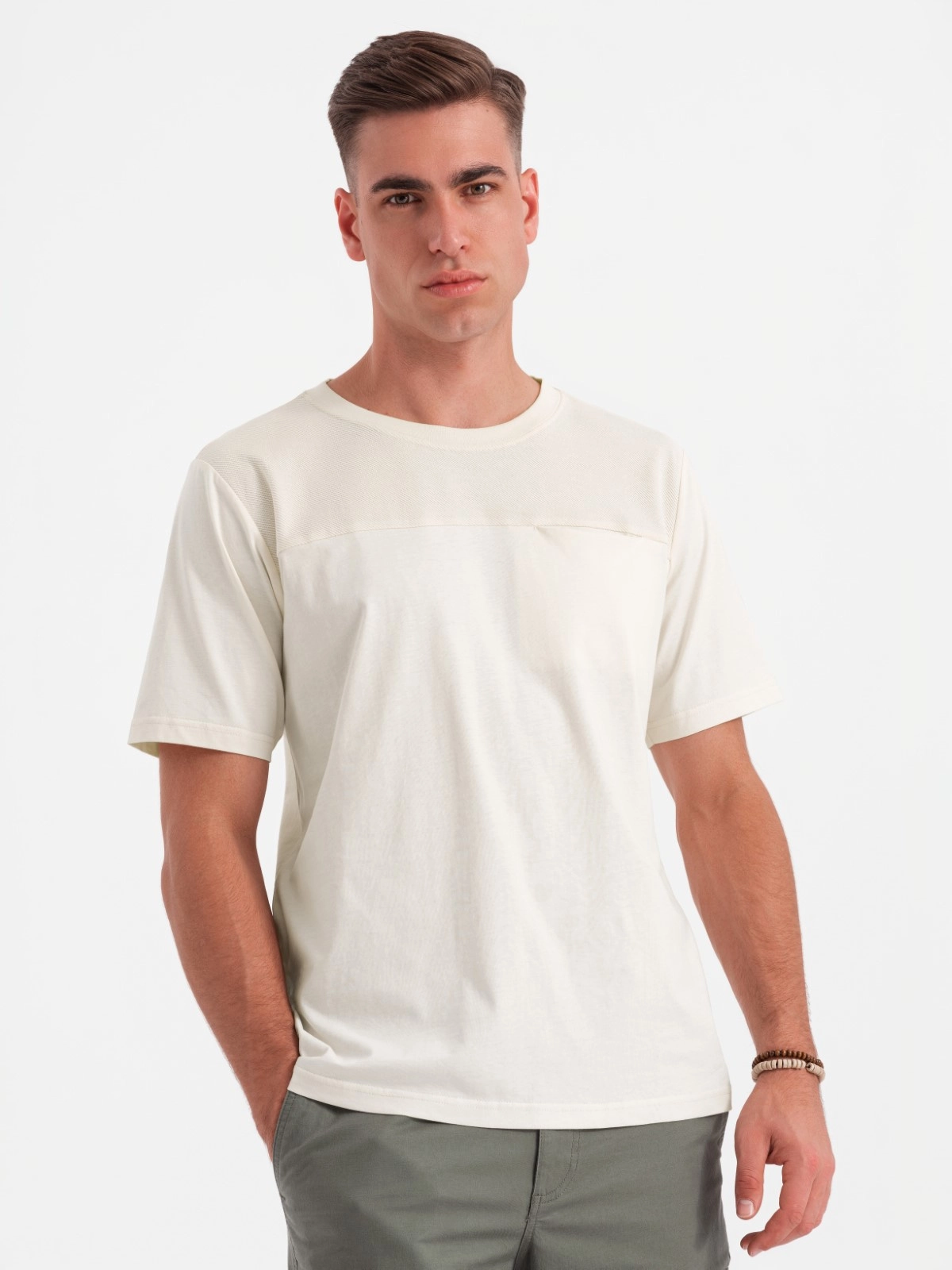 Men’s LOOSE FIT pocket t-shirt – white V8 OM-TSCT-0171