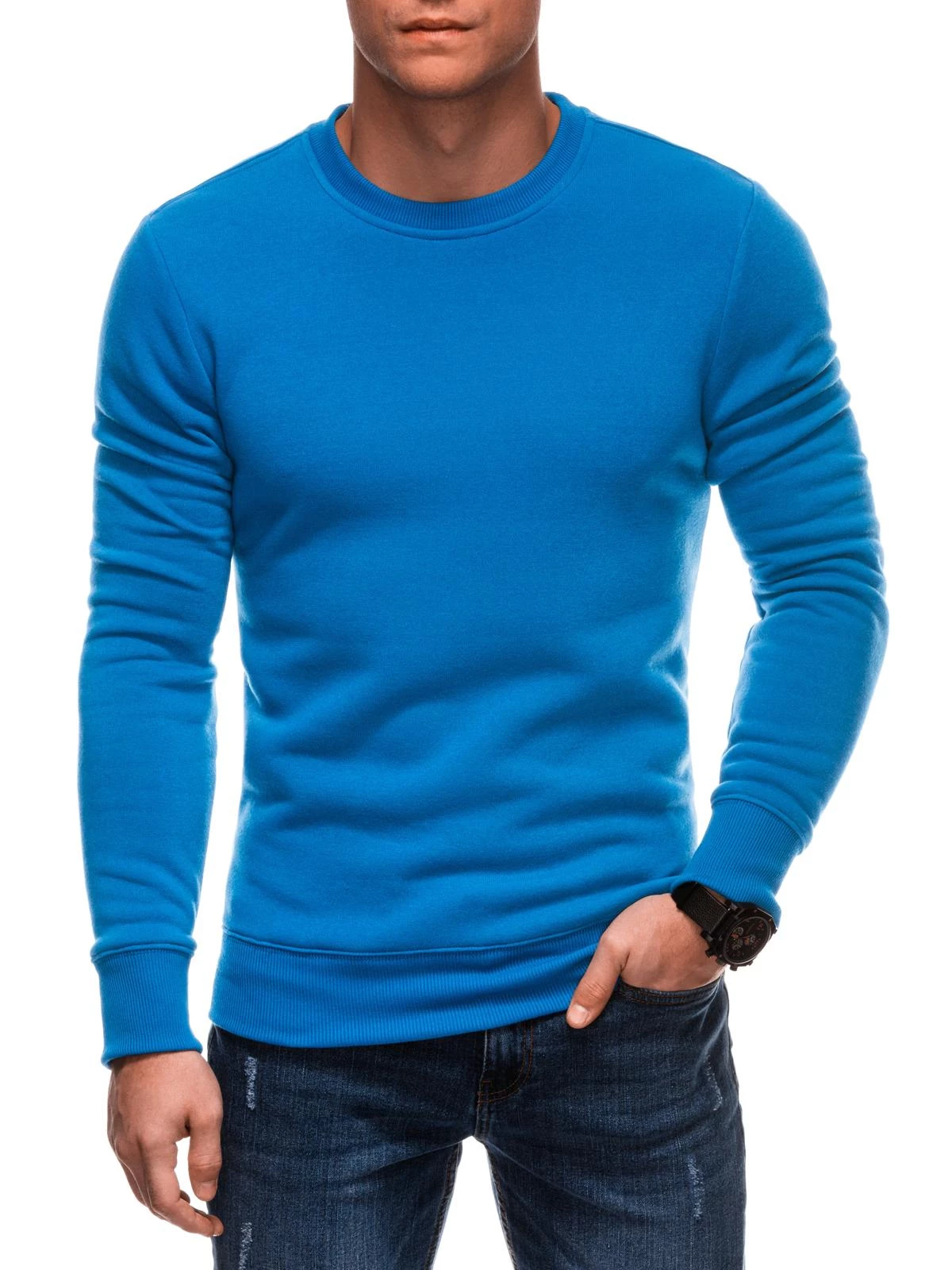 BASIC men’s uniform round neck sweatshirt – blue V1 EM-SSBN-0100