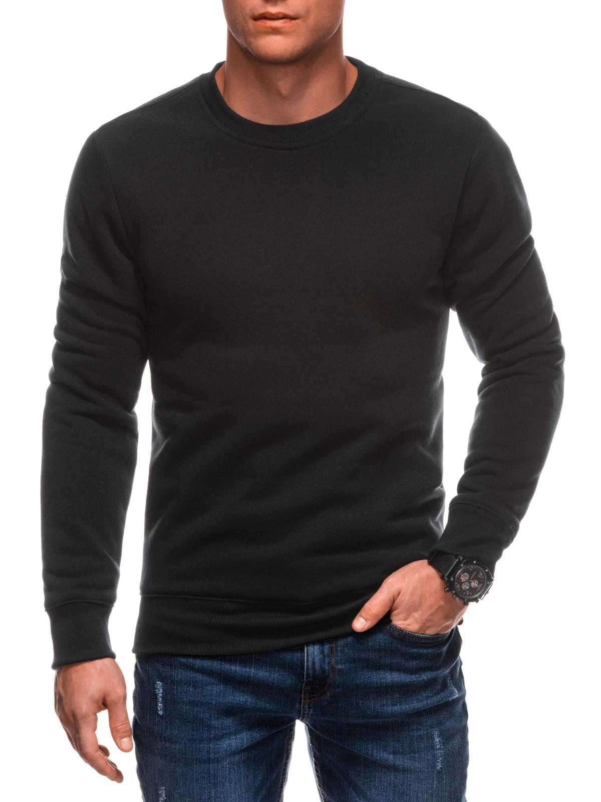 BASIC men’s uniform round neck sweatshirt – black V6 EM-SSBN-0100