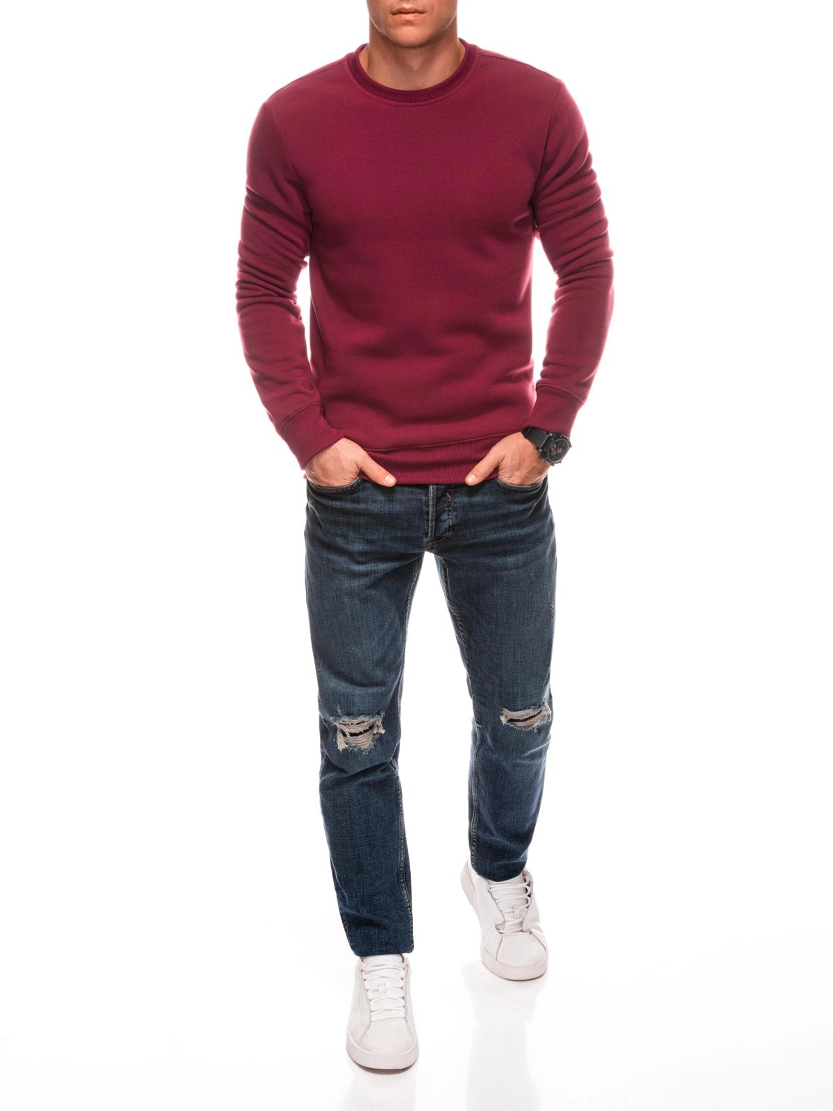 BASIC men’s uniform round neck sweatshirt – maroon V8 EM-SSBN-0100