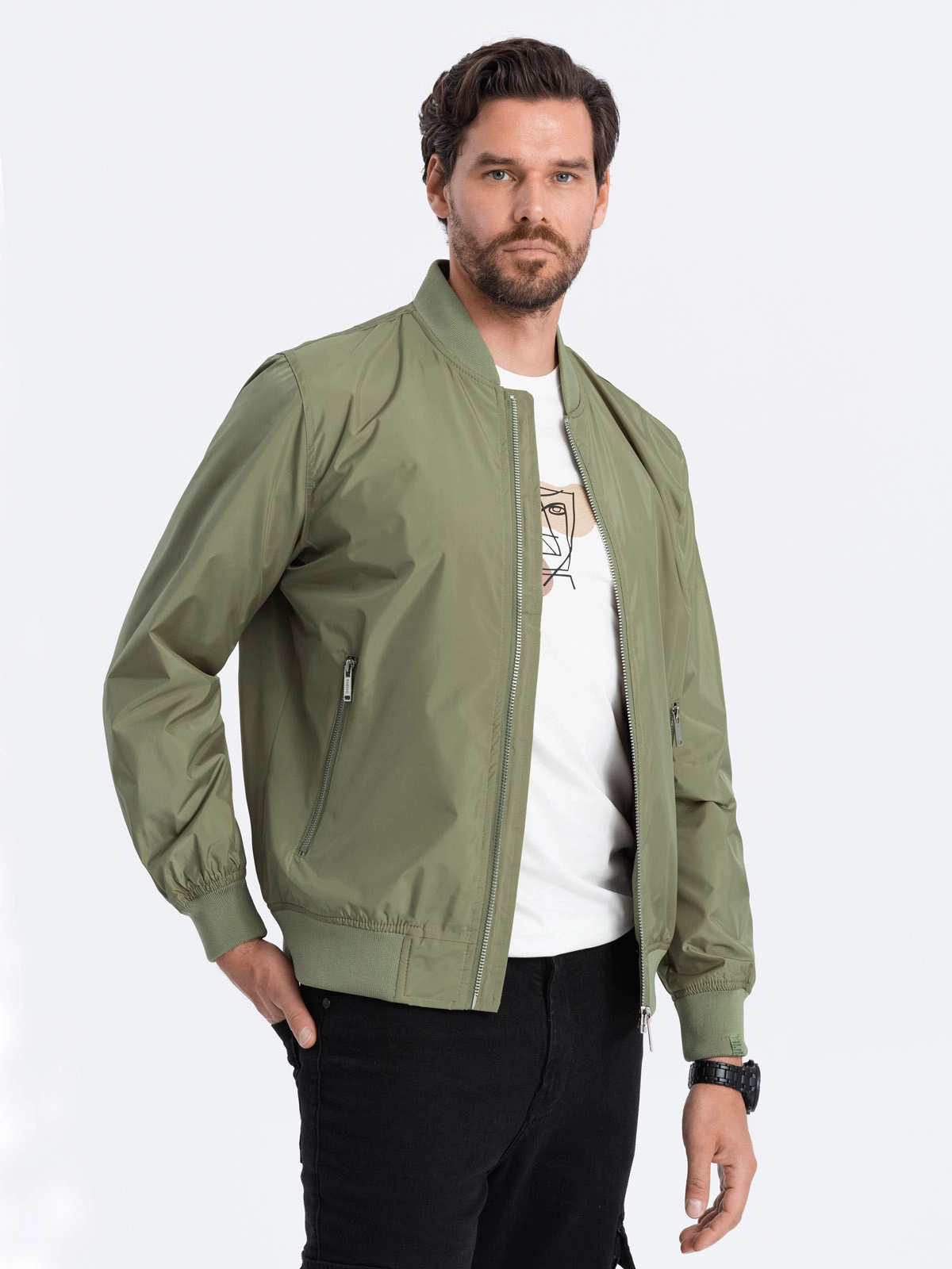 Men’s classic bomber jacket – green V2 C439