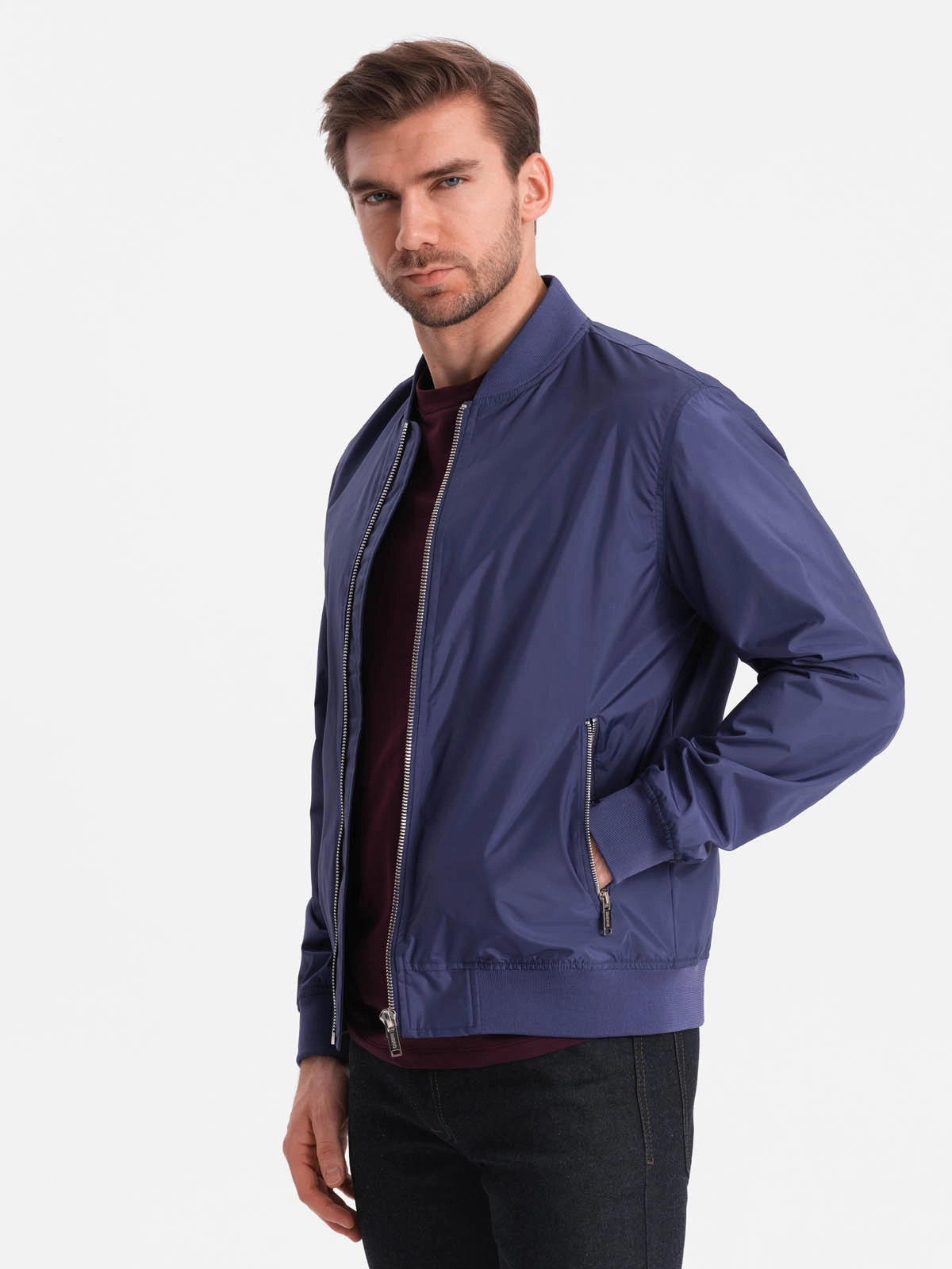 Men’s classic bomber jacket – navy blue V4 C439