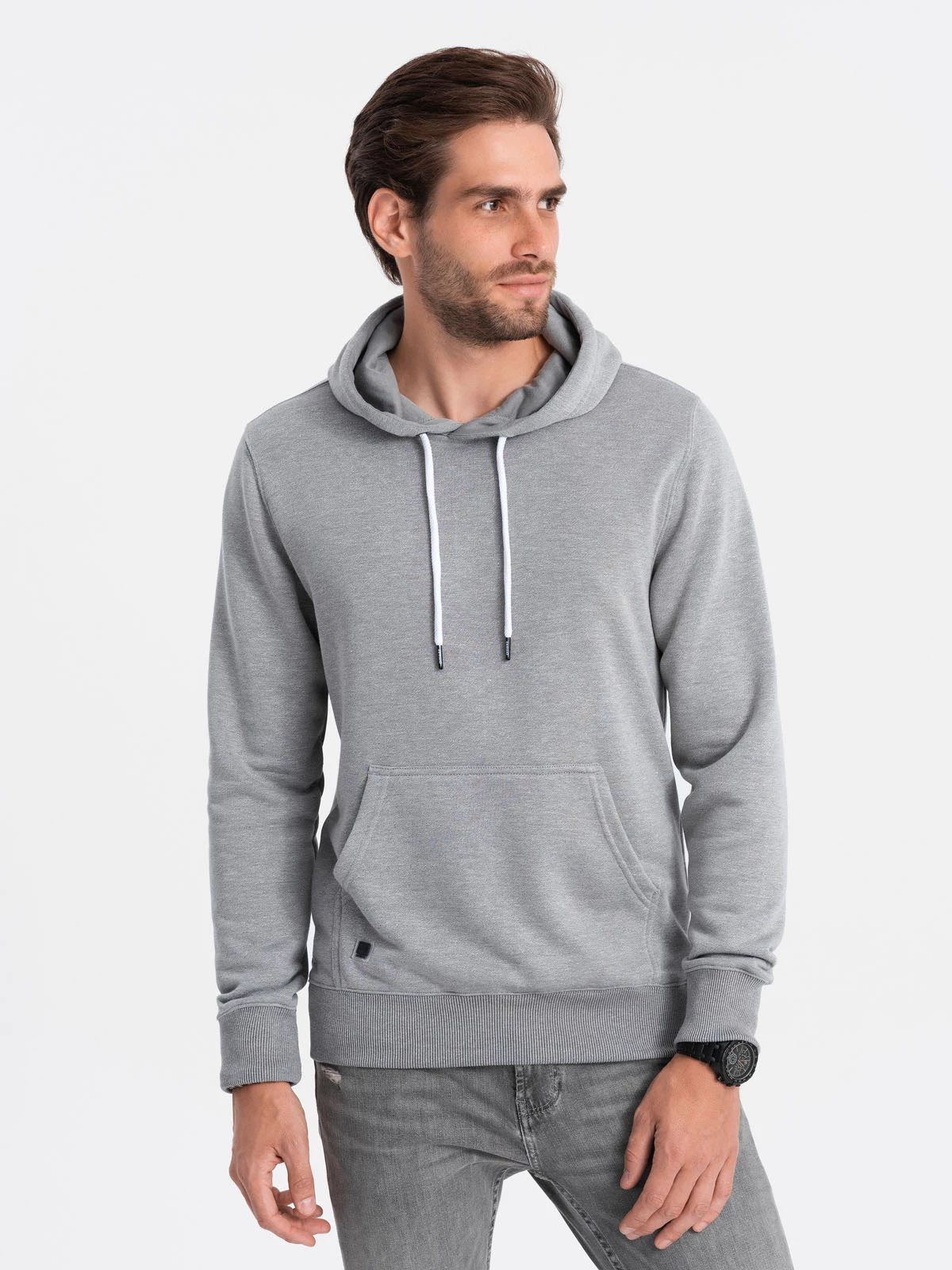 Men’s hooded sweatshirt – grey melange V B979