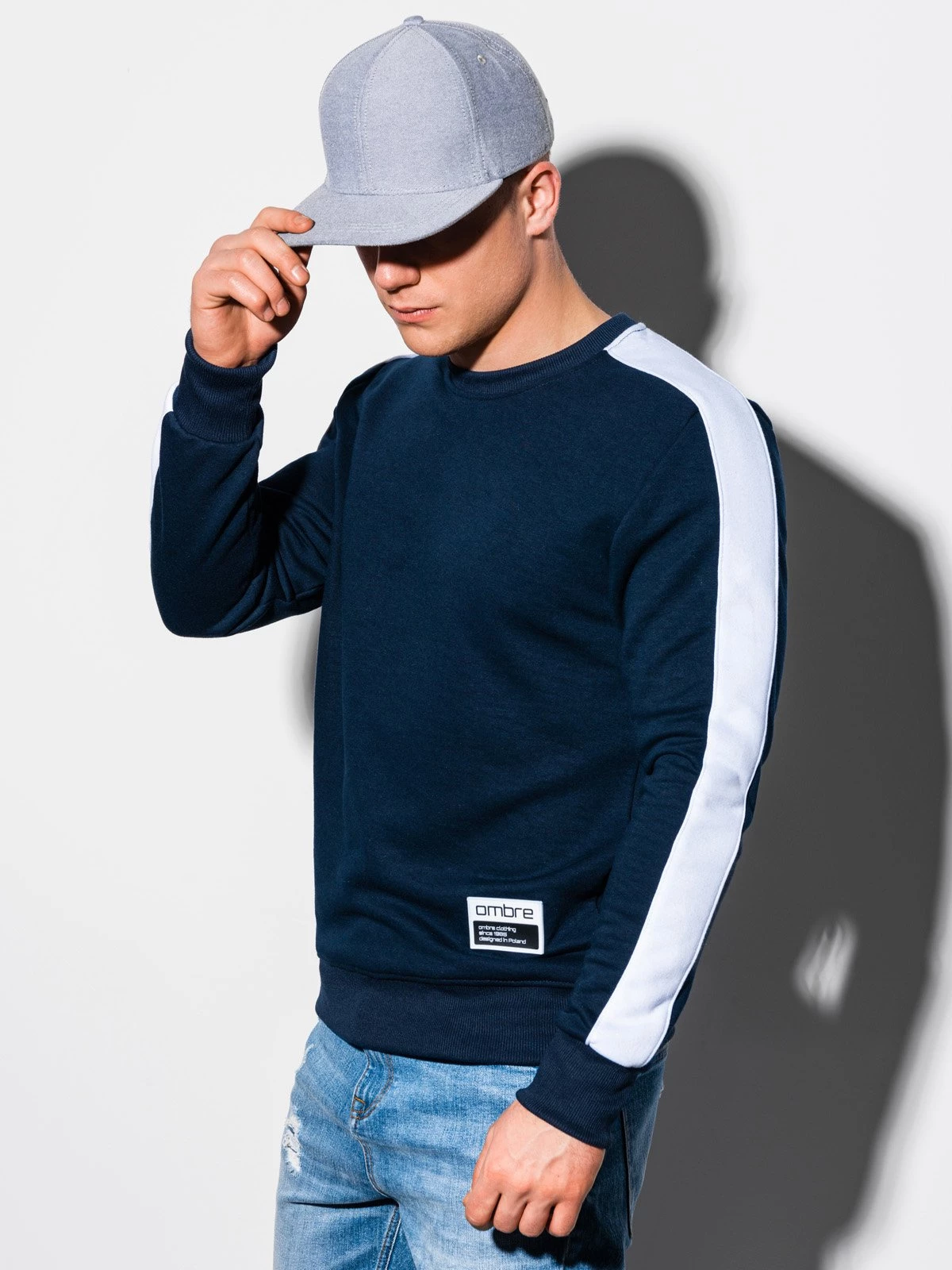 Men’s hoodless sweatshirt OM-SSNZ-22FW-010 – V2 navy blue