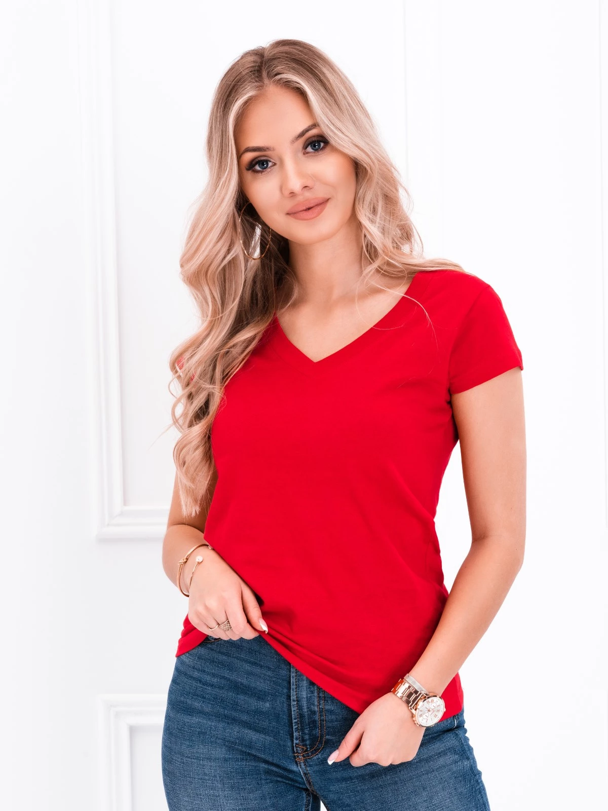 Women’s plain t-shirt SLR002 – red