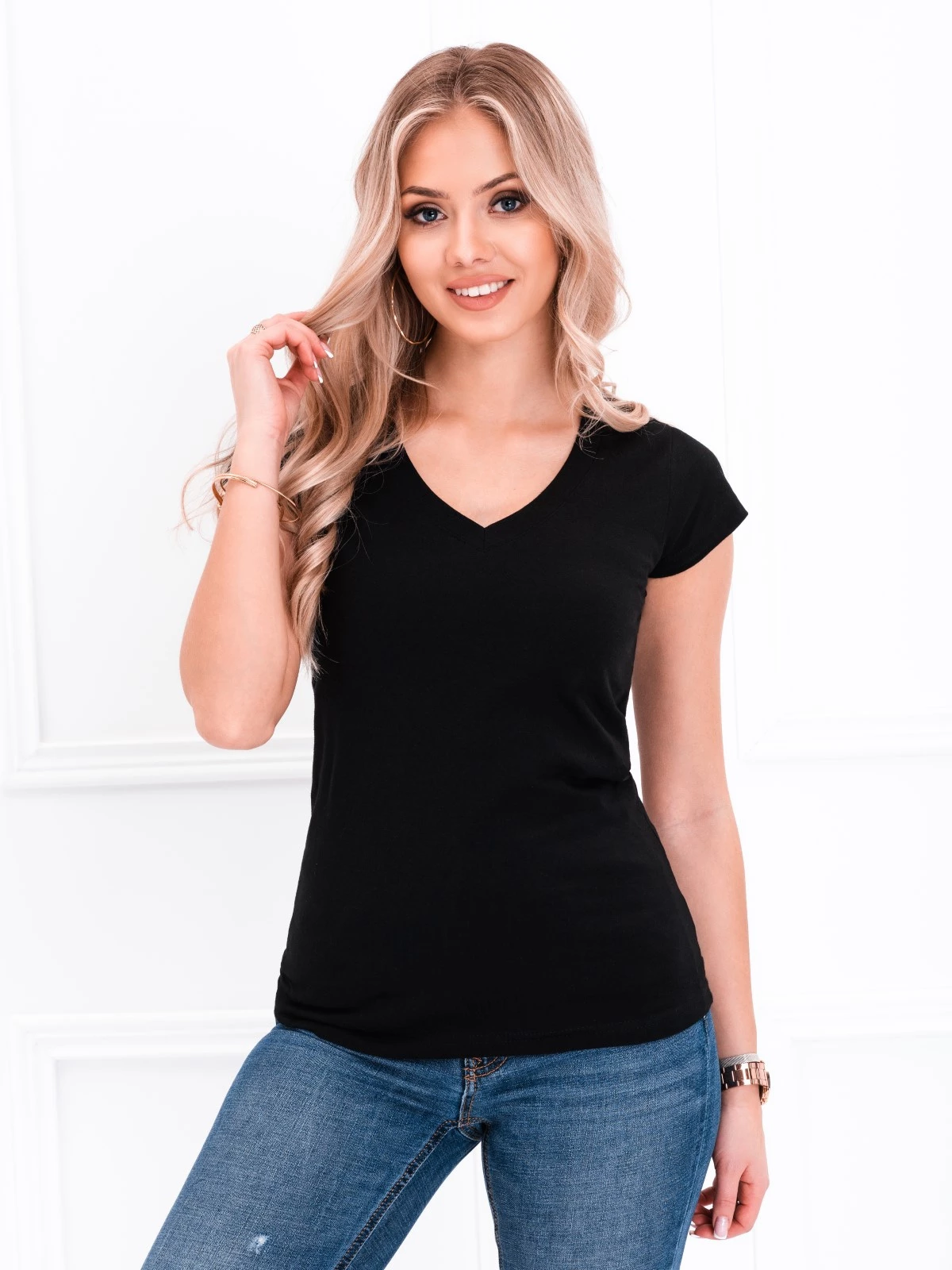 Women’s plain t-shirt SLR002 – black