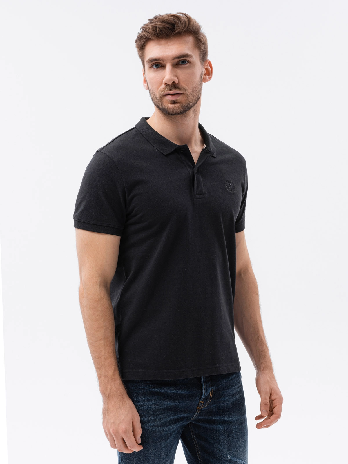 Men’s pique knit polo shirt – black V1 S1374