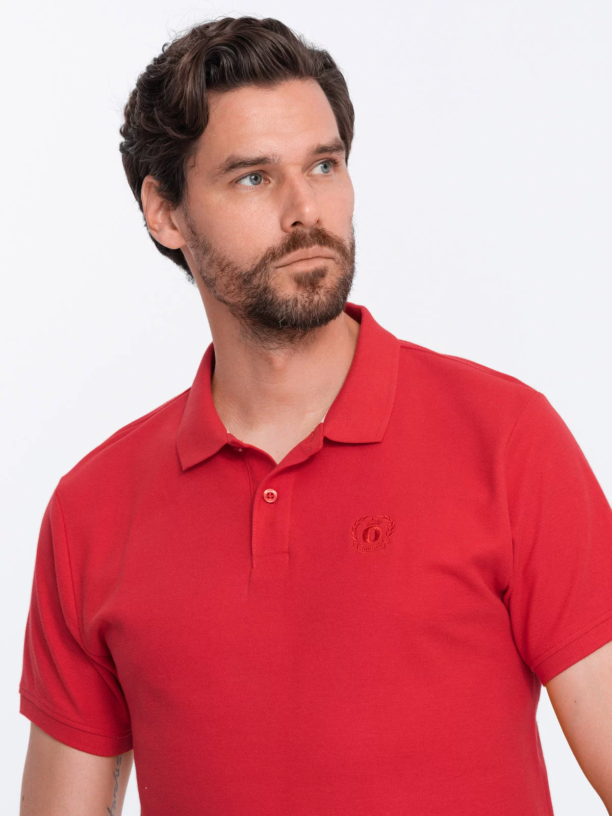 Men’s pique knit polo shirt – red V22 S1374