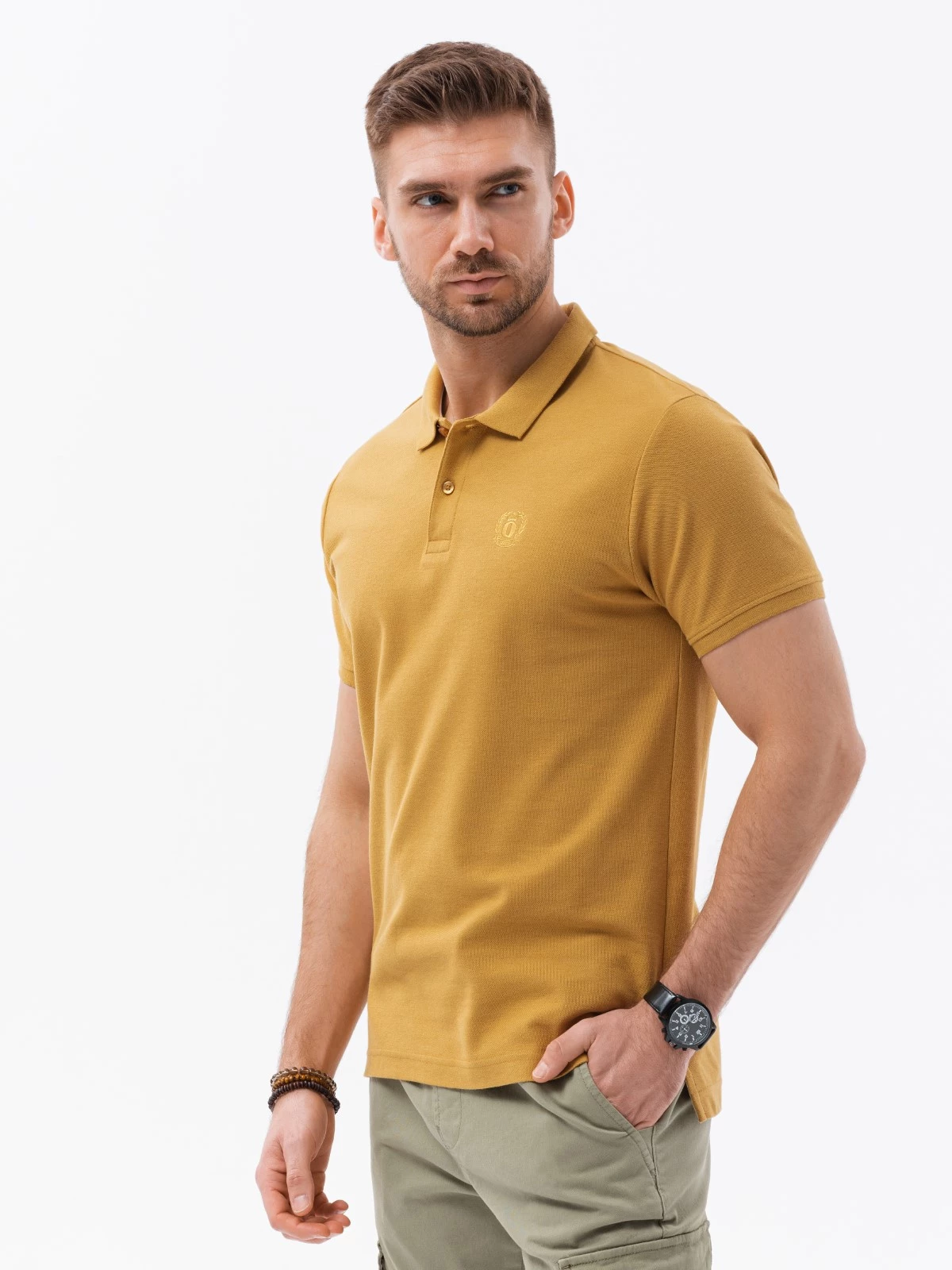 Men’s pique knit polo shirt – mustard V8 S1374