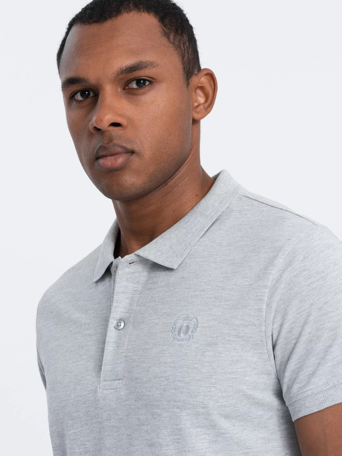 Men’s pique knit polo shirt – grey melange V20 S1374