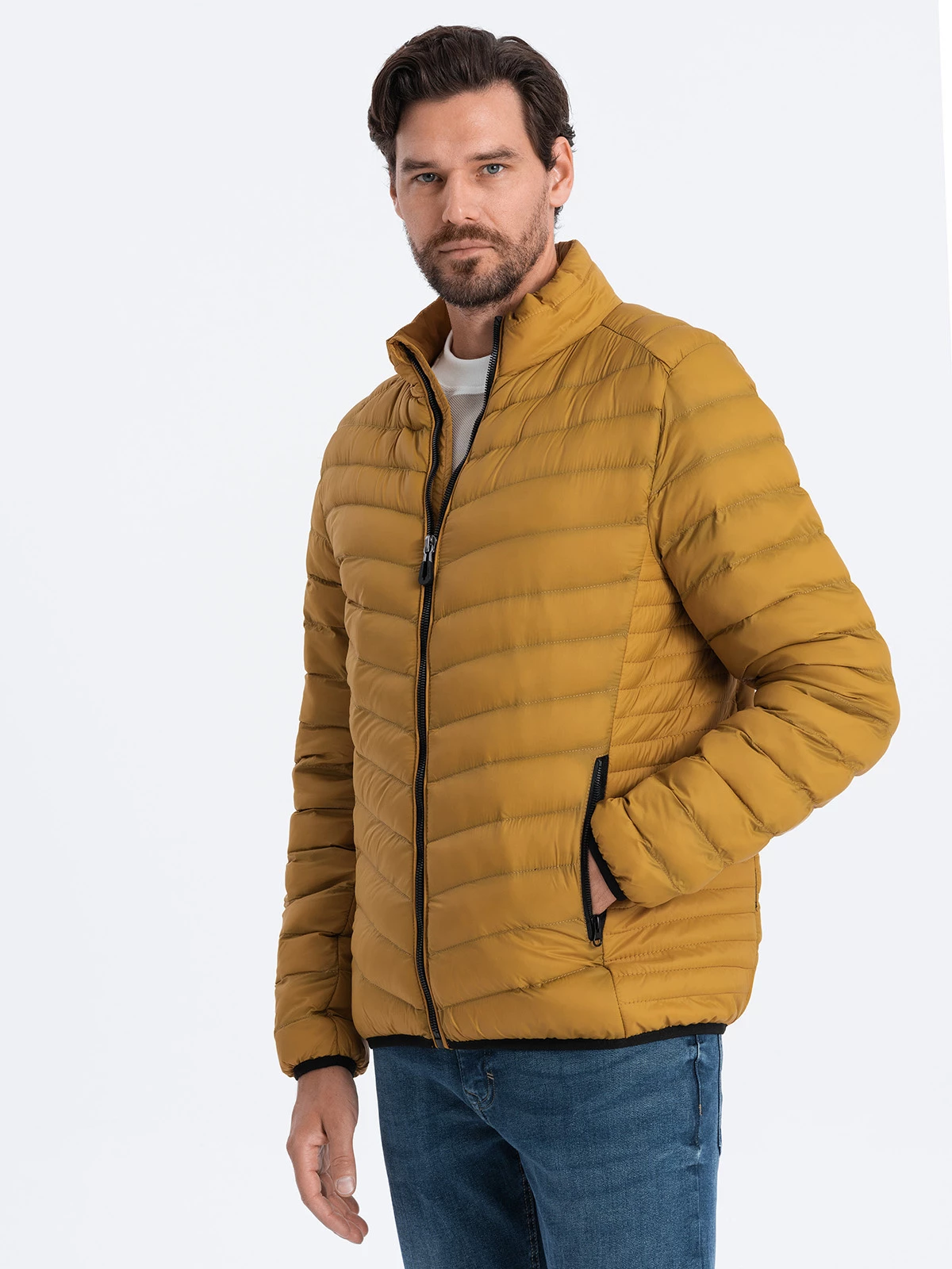 Men’s quilted jacket – mustard V3 C528