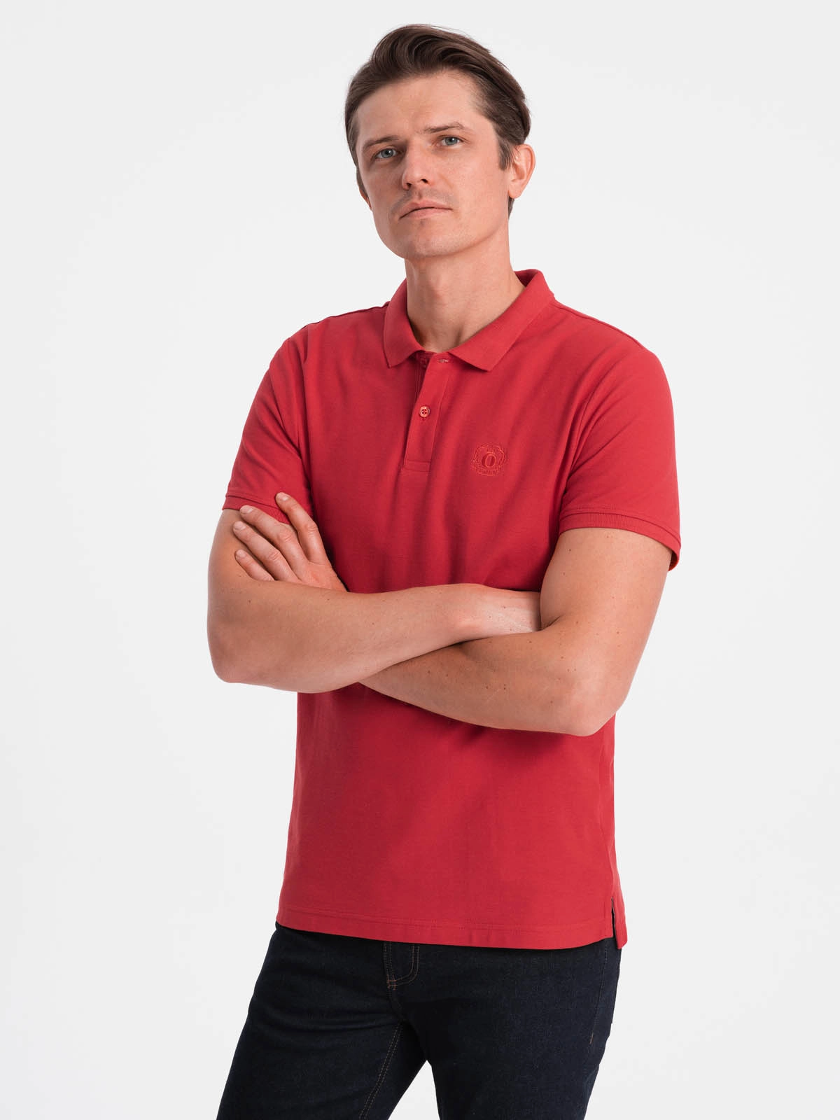 Men’s pique knit polo shirt – dark red V14 S1374