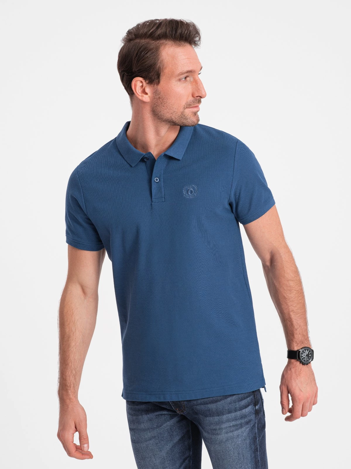 Men’s pique knit polo shirt – dark blue V13 S1374