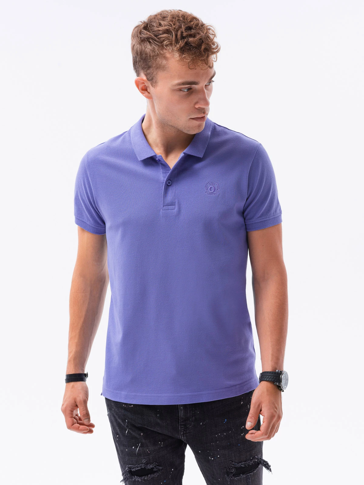 Men’s pique knit polo shirt – purple V12 S1374