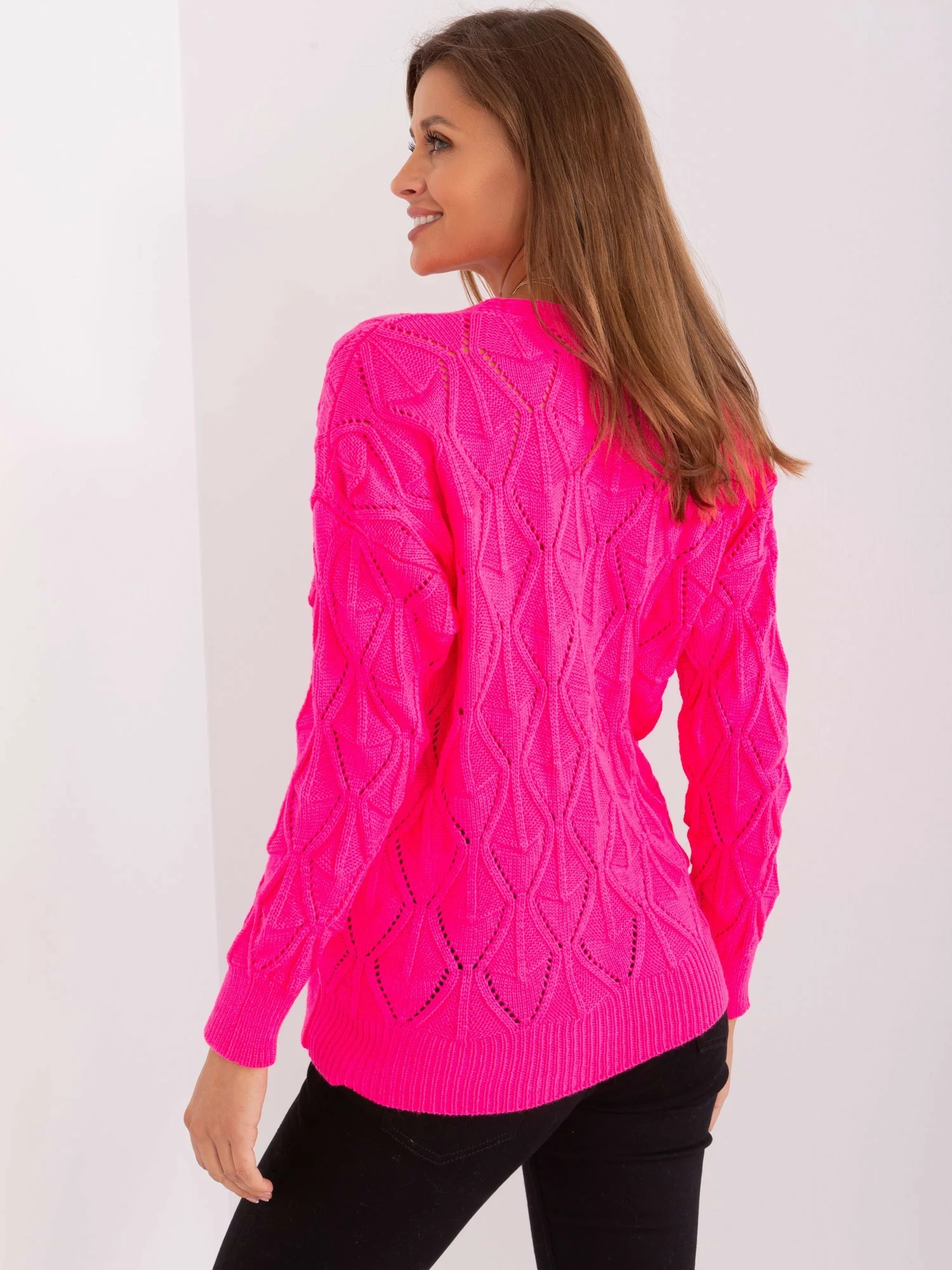 Sweter-BA-SW-8035-1.22P-fluo różowy