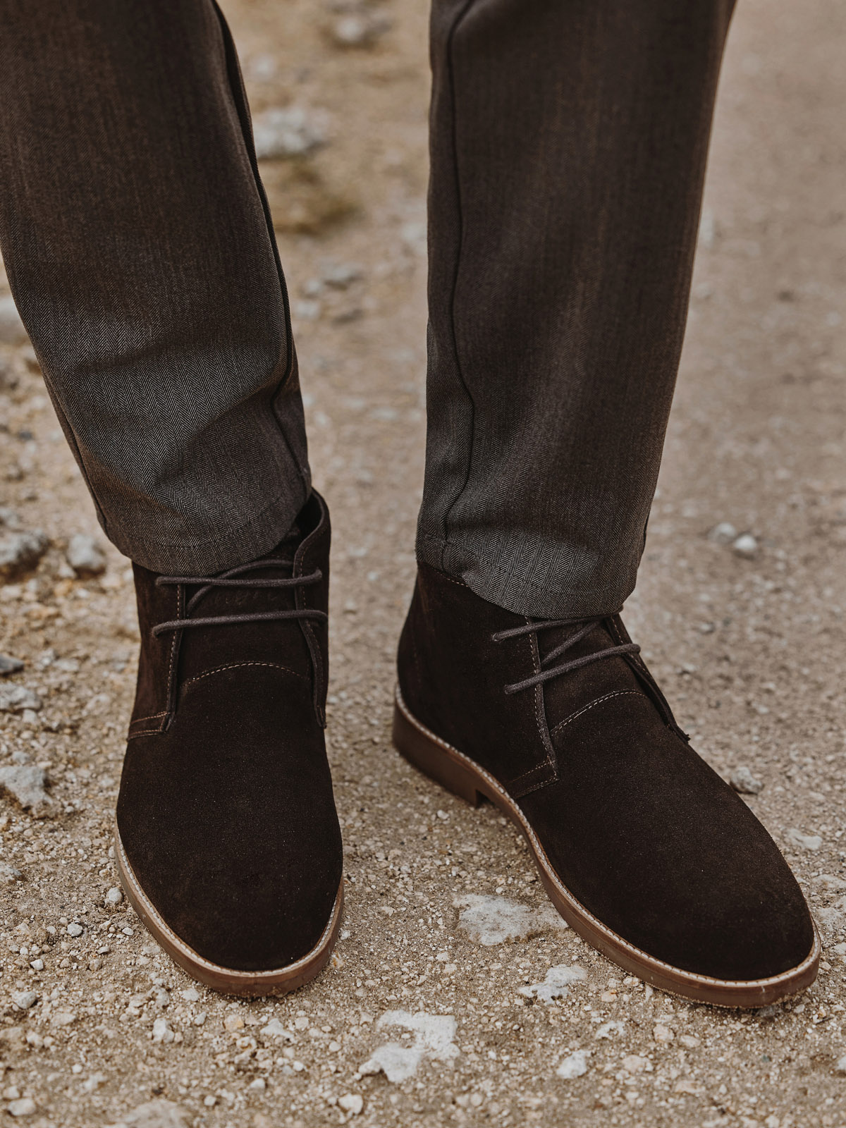 Men’s leather tied ankle boots – dark brown V1 OM-FOCS-0136